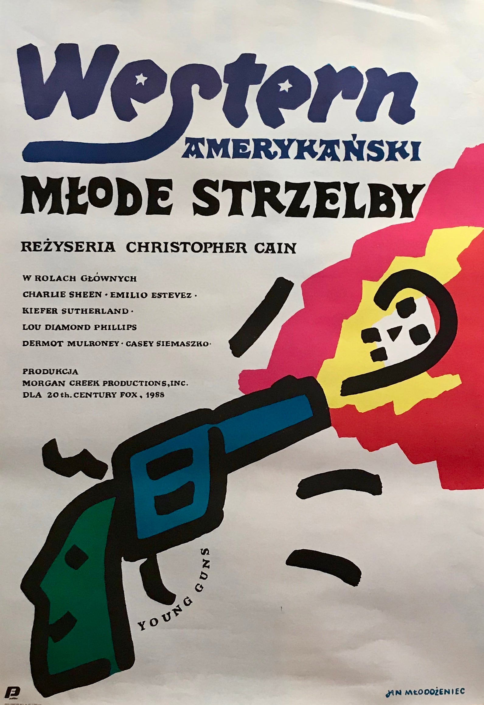 1988 Original Polish Film Poster - Mlode Strzelby (Young Guns) - Vintage Movie Collectible for Home Theater & Cinema Room Decor