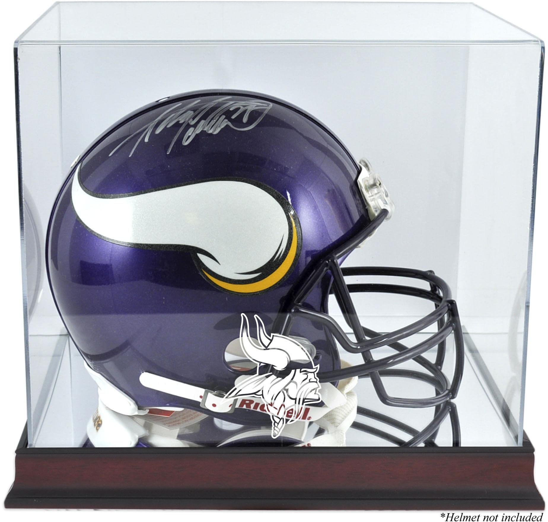Minnesota Vikings Mahogany Helmet Display Case with Mirror Back - Premium Football Helmet Showcase for Collectors (Case Only) - Perfect for Home, Office, or Man Cave Decor