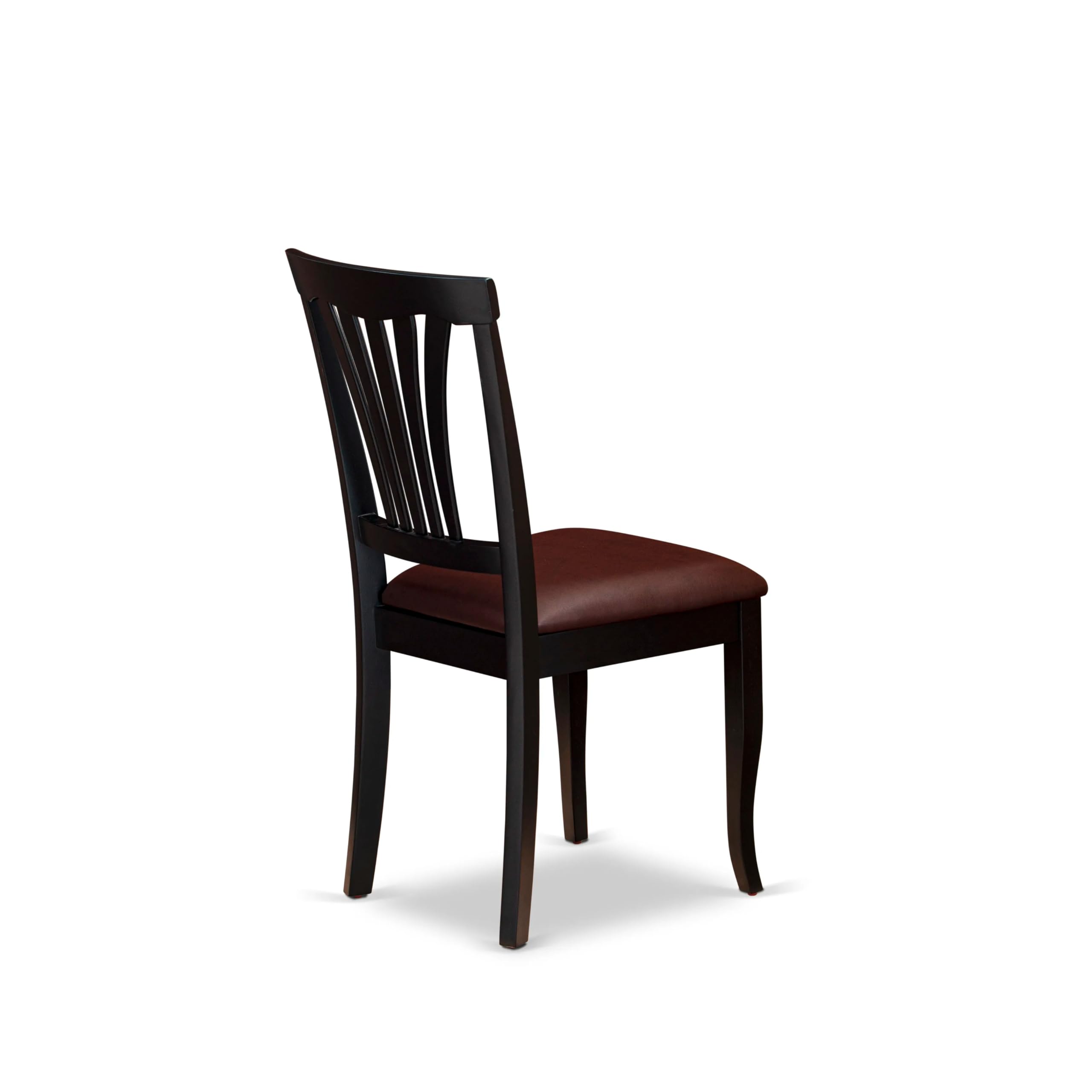 East West Furniture ANAV5-BLK-LC 5-Piece Round Dining Table Set for 4 - 36x36 Inch Black & Cherry Kitchen Table with Pedestal Base & 4 Faux Leather Chairs - Perfect for Small Spaces, Breakfast Nooks & Cozy Family Meals
