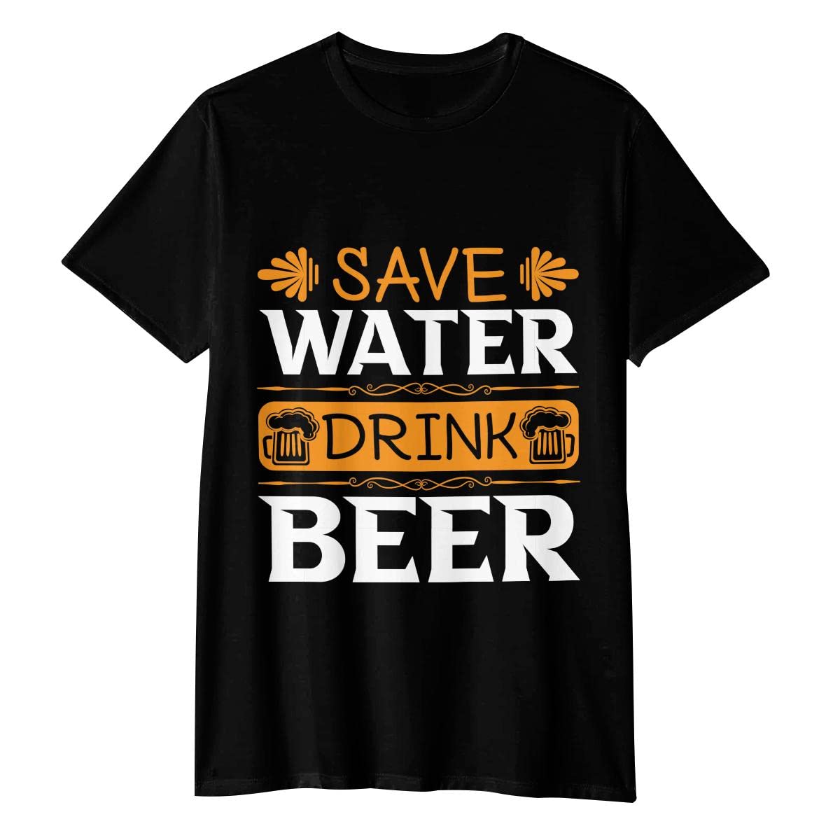 Save Water Drink Beer Graphic T-Shirt for Women & Men - Black Crew Neck Cotton Tee - Funny Slogan Shirt for Parties, Gifts & Casual Wear
