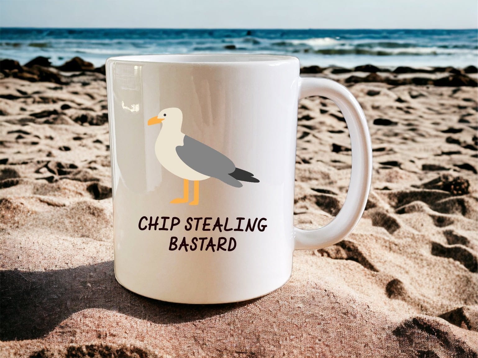 Funny Anti-Theft Coffee Mug - 'Chip Stealing Bastard' Novelty Ceramic Cup for Office, Home & Gifts (11oz) - Perfect for Coffee Lovers, Prank Gifts & Work Humor