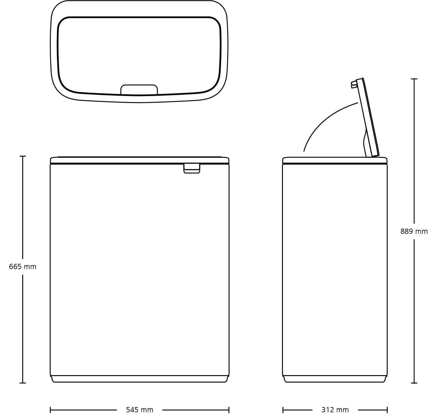 Brabantia Bo Touch Top 16 Gallon Kitchen Trash Can - Soft Close Lid, Removable Compartment for Recycling & Garbage, Platinum Finish | Perfect for Modern Kitchens, Offices & Eco-Friendly Homes