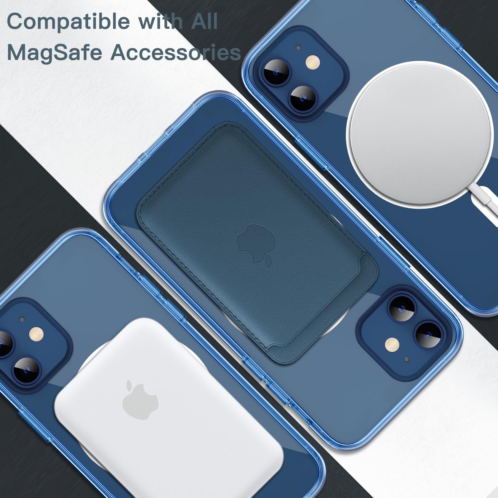 JETech Magnetic Case for iPhone 12/12 Pro 6.1-Inch | MagSafe Compatible Wireless Charging | Shockproof & Anti-Scratch Clear Back Bumper Cover (Jean Indigo) | Perfect for Daily Use, Travel & Outdoor Activities
