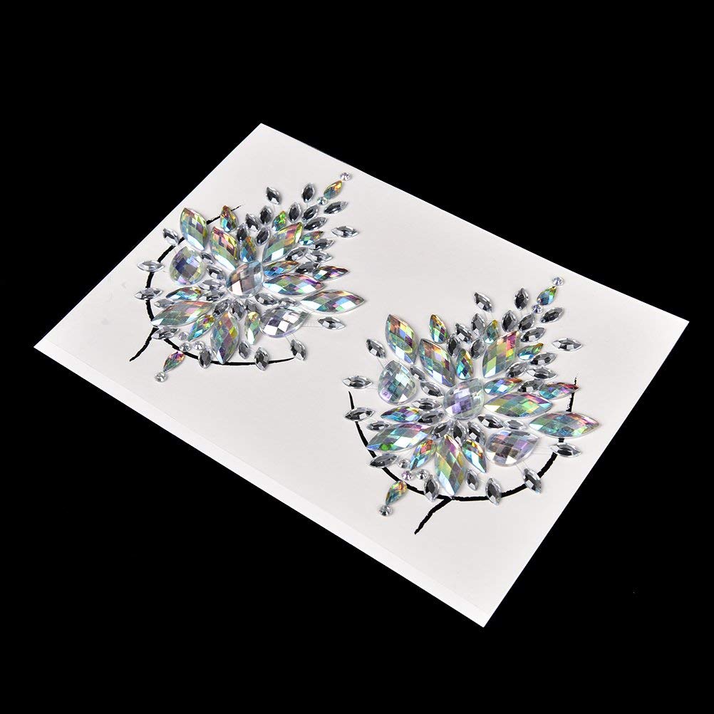 Mermaid Breast Gems - Glitter Body Jewels for Rave & Festival | Rhinestone Face & Body Jewelry | Stick-On Crystal Tattoos | Nipple & Chest Crystals | Bindi Stickers (1 Set) - Perfect for EDM Festivals, Pool Parties & Body Art