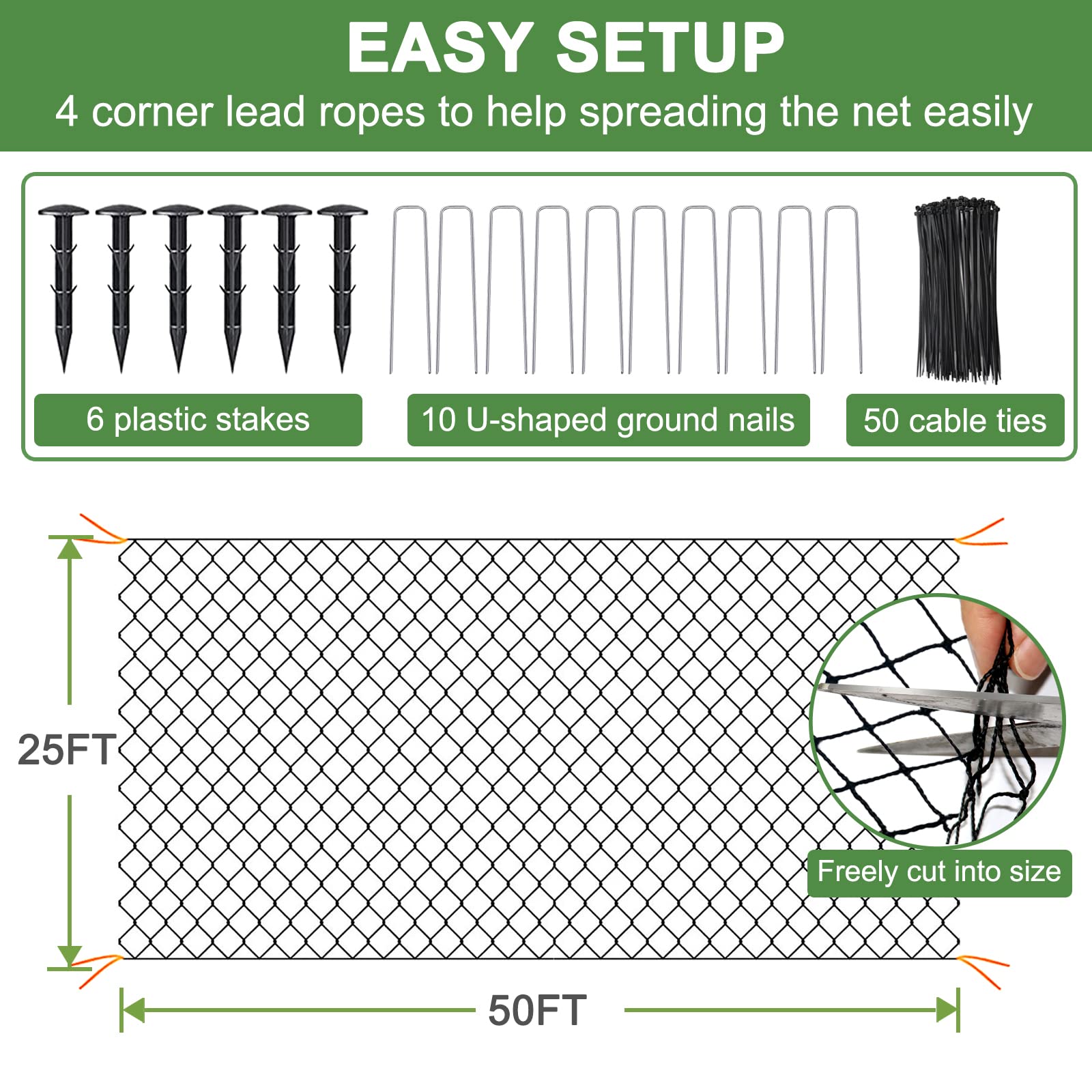DQS 25’x50’ Heavy Duty Bird Netting - 1