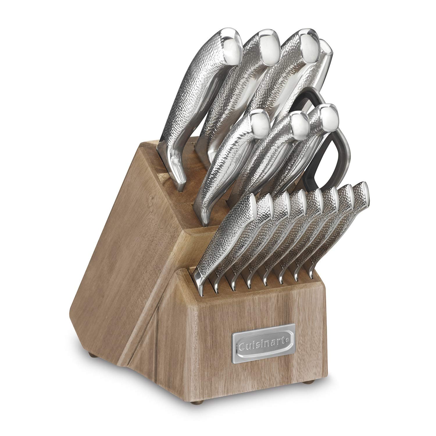 Premium Cuisinart Classic 17-Piece High-Carbon Hammered Stainless Steel Forged Knife Set with Sheath & Blade Guards - Professional Kitchen Cutlery for Chefs, Home Cooking & Gourmet Food Preparation