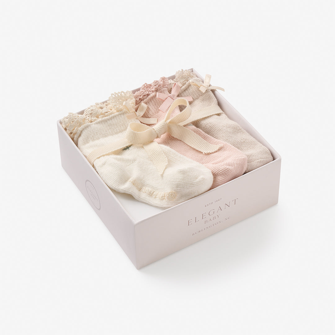 Non-Slip Floral Baby Ankle Socks - 3 Pack for Girls & Toddlers - Soft & Comfortable for Playtime, Crawling & Everyday Wear