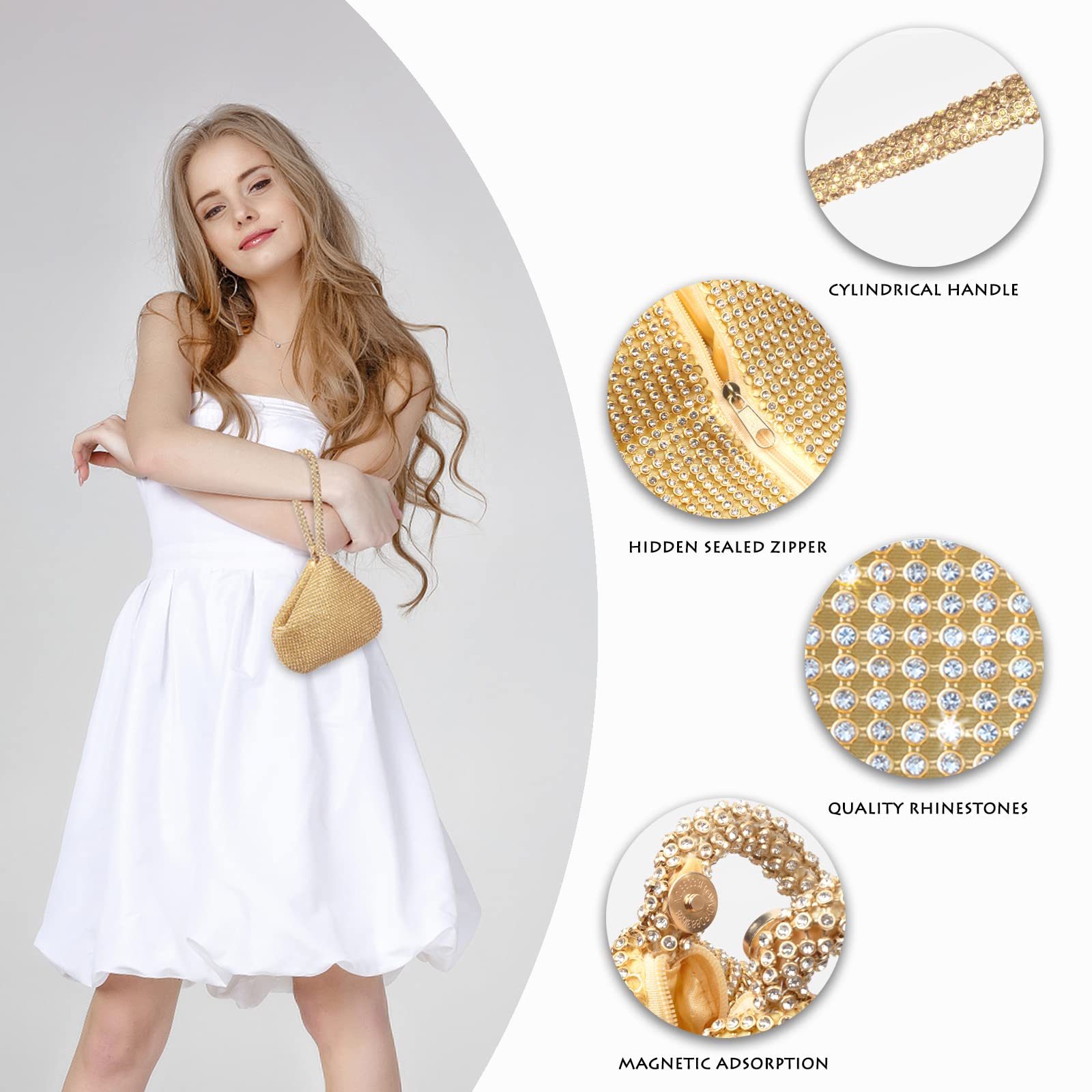 Elegant Rhinestone Clutch Purse for Women - Sparkly Evening Bag for Party, Wedding & Special Occasions | Stylish Handbag for Prom, Cocktail & Formal Events