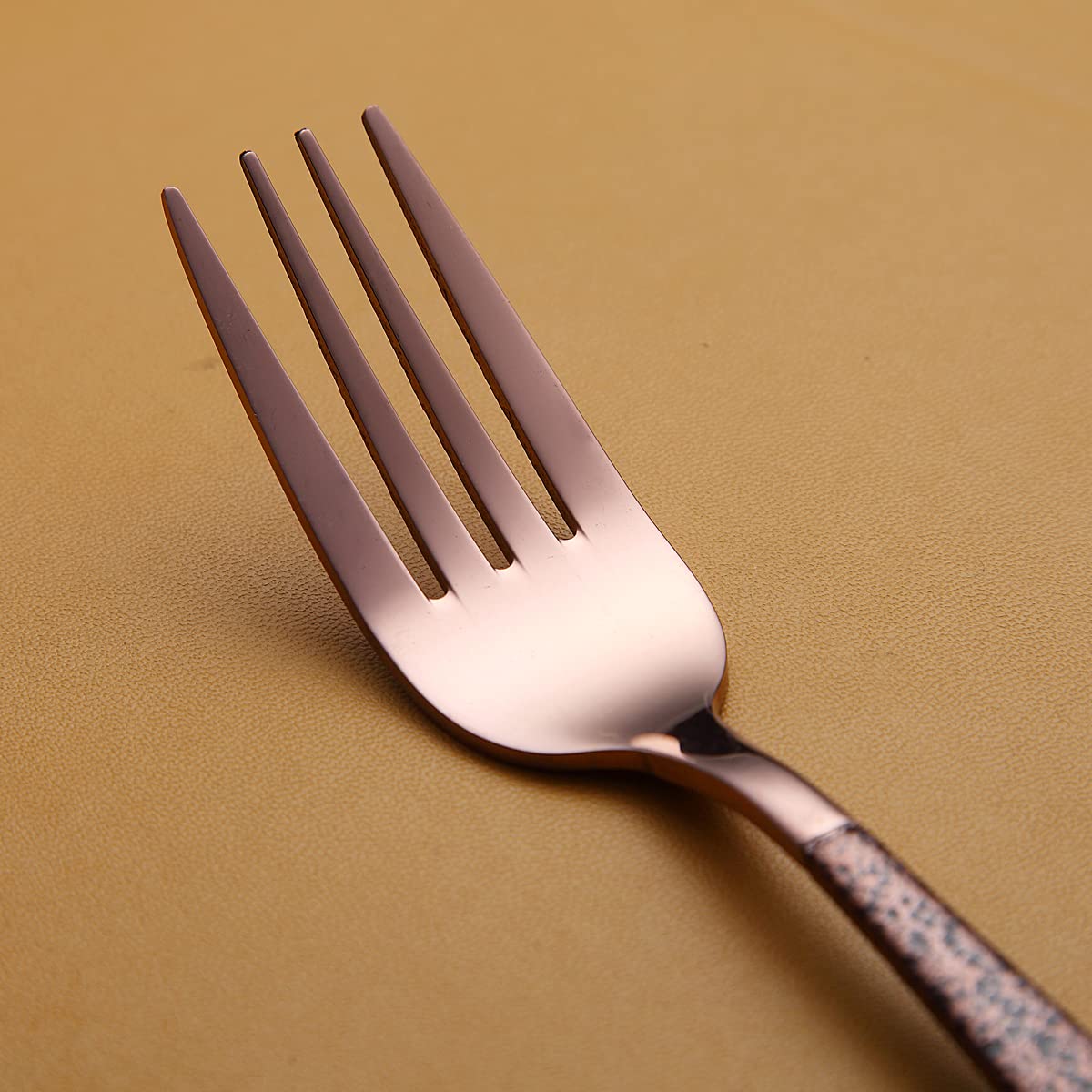Berglander 20-Piece Silverware Set with Moon Surface Handle & Rose Gold Titanium Plating - Stainless Steel Modern Flatware Set for 4 - Elegant Dinnerware for Holidays, Weddings & Fine Dining