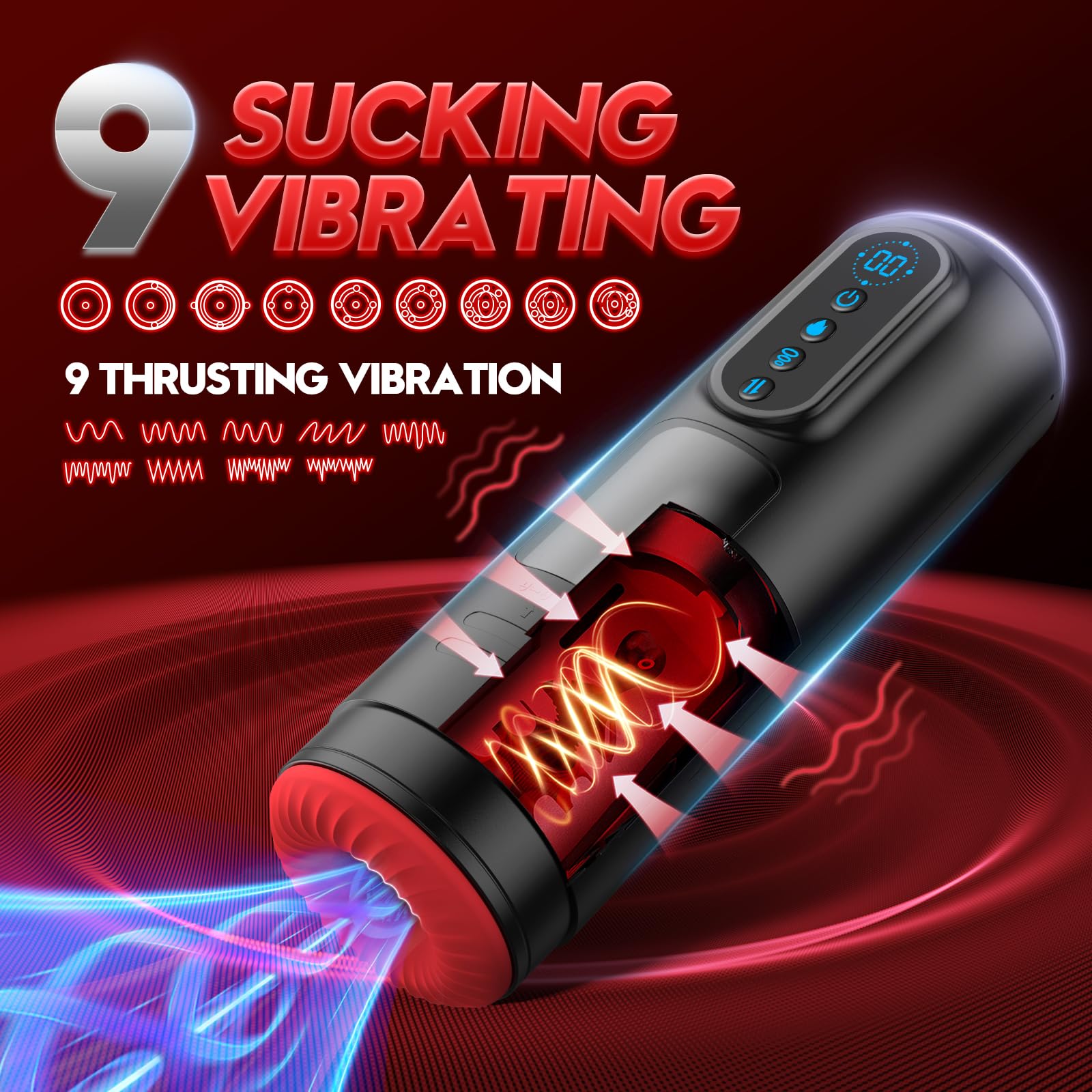 Automatic Male Masturbator - 9 Suction & Thrusting Modes with Heating & Vibration, LCD Display Adult Sex Toy for Men | Realistic Blowjob Experience, Discreet Pocket Pussy for Solo Pleasure & Stress Relief