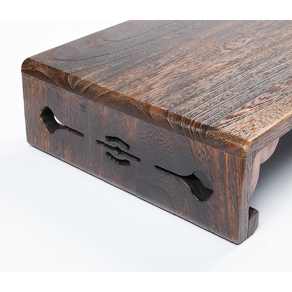 **Low Wood Stool - Rectangular Bed Step Stool with Large Surface | Step Ladder for Kitchen & Bathroom | Foot Rest Stool for Under Desk | Portable Bed Table for Laptop & Tea - Perfect for Home, Office & Relaxation**