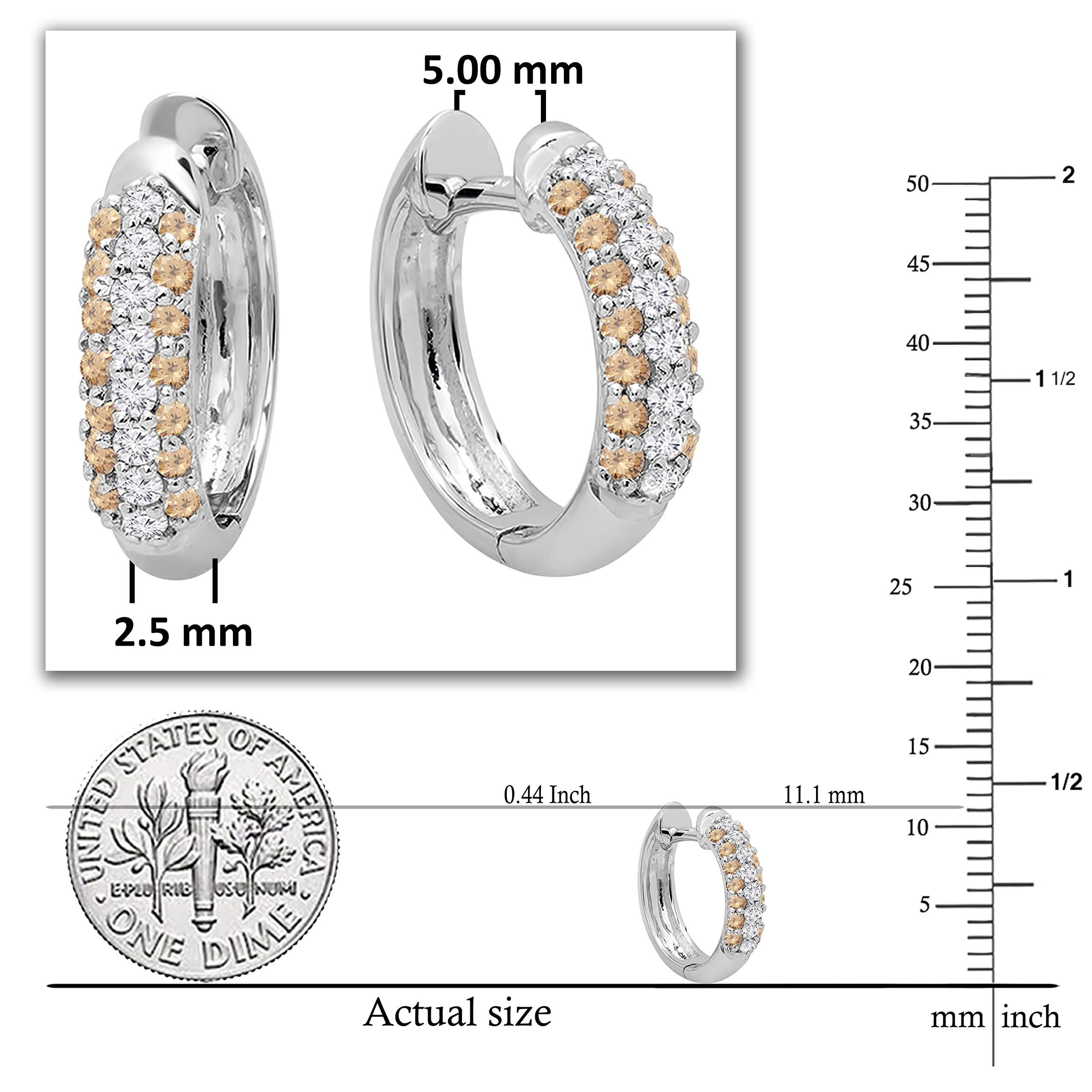 Dazzlingrock Collection 10K Solid White Gold Pave Set Huggies Hoop Earrings for Women | Elegant Everyday Jewelry, Perfect for Work, Date Night & Special Occasions