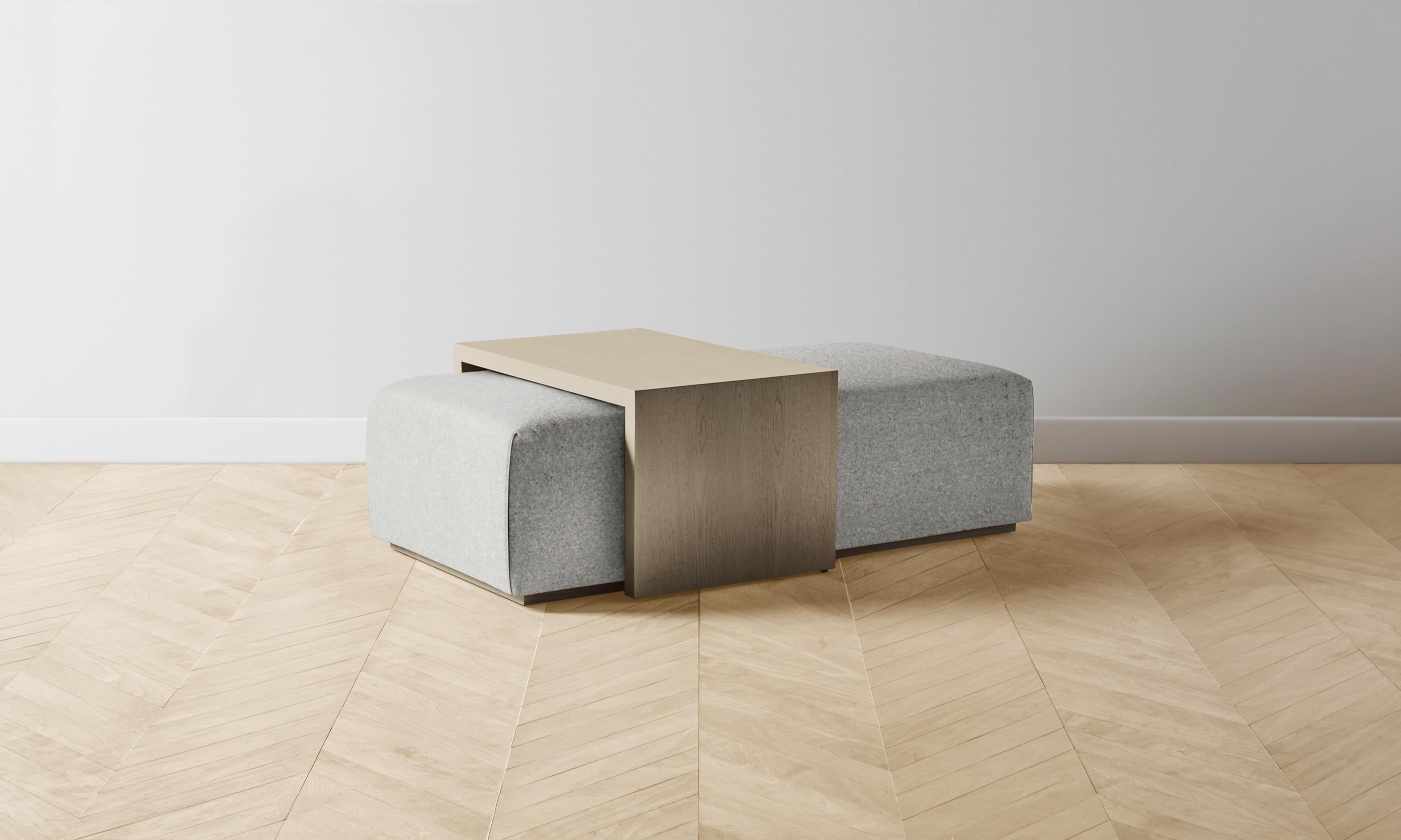 The Bowery Ottoman - Premium Merino Wool in Heather Grey - Perfect for Living Room, Bedroom & Home Decor