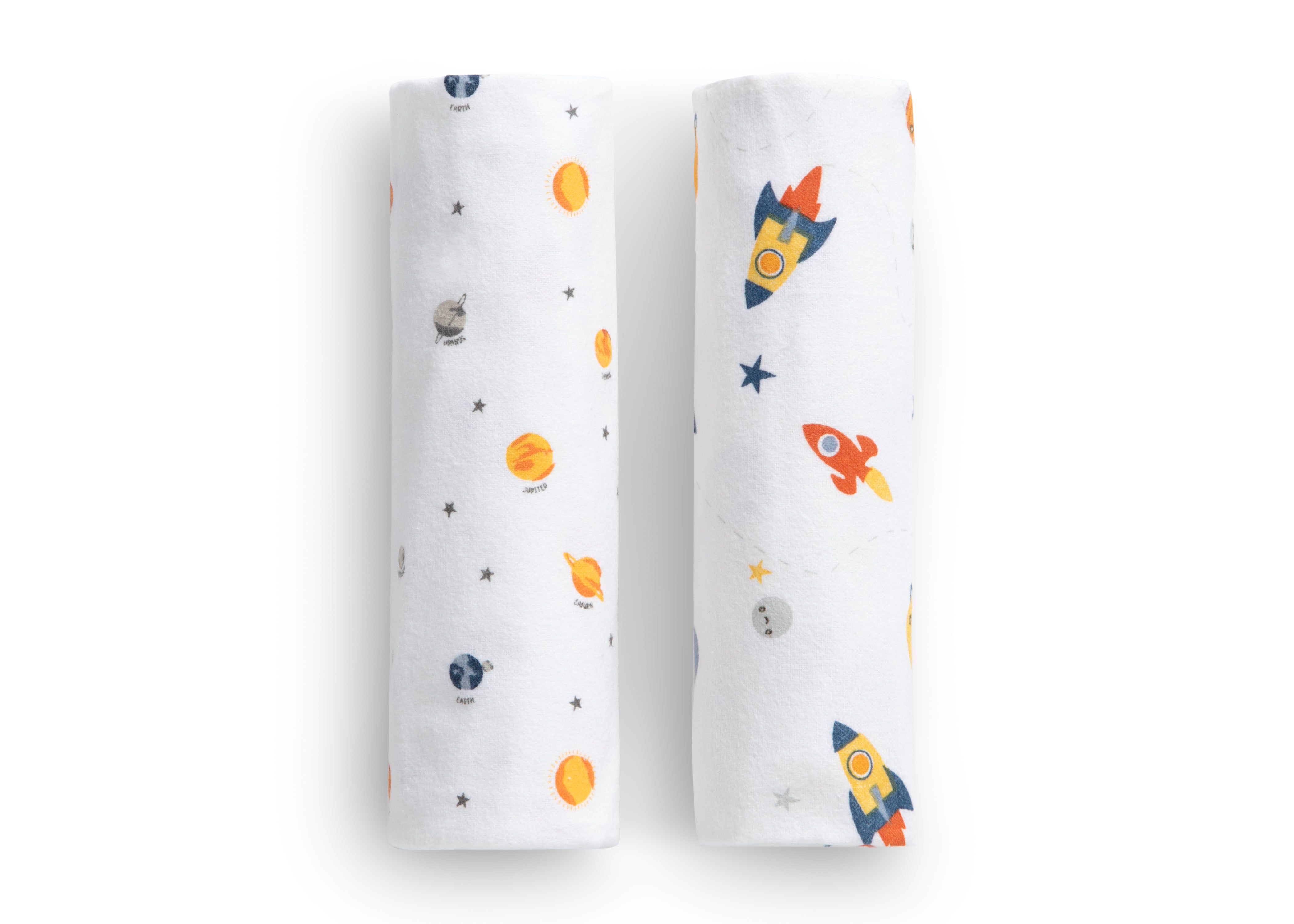 Soft 100% Cotton Flannel Baby Receiving Blankets - 2 Pack Set for Newborn Swaddling, Nursing & Cuddling - Cozy & Breathable for Nursery, Stroller & Travel