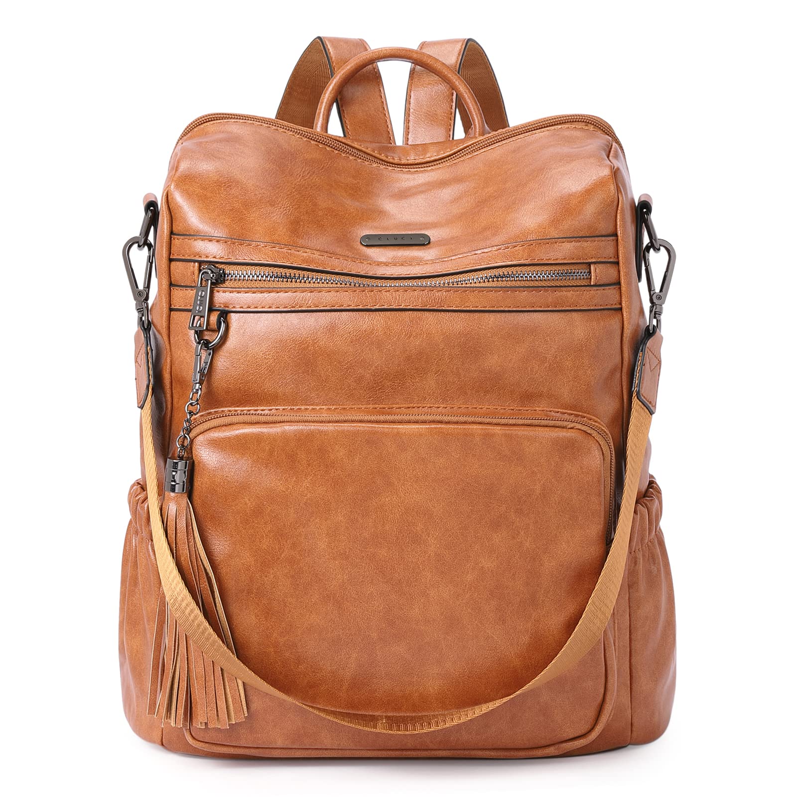 CLUCI Women's Fashion Leather Backpack Purse - Large Designer Shoulder Bag with Tassel for Travel, Work & Daily Use | Stylish Crossbody Bag for Commuting, Shopping & Weekend Outings