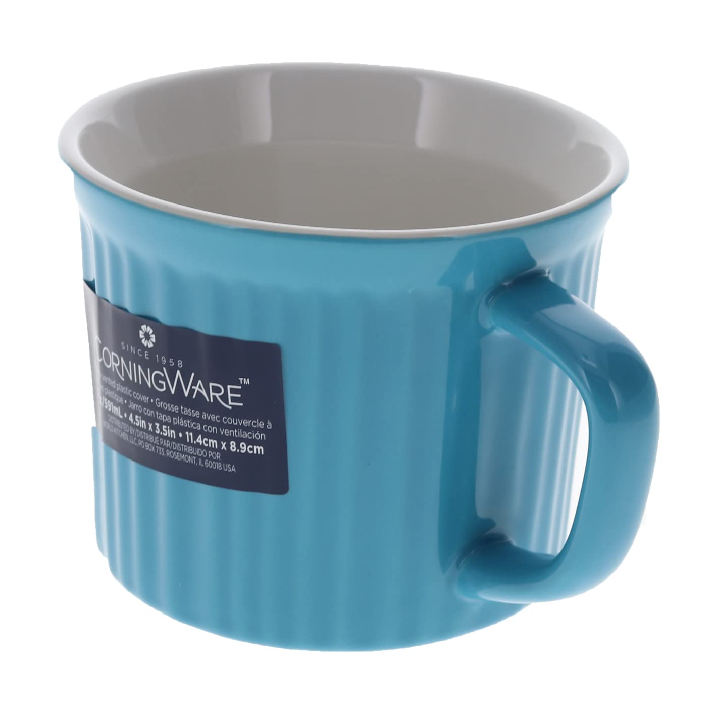 Corningware 20oz Pool Blue Round Soup Mug - Microwave & Oven Safe, Perfect for Soups, Stews, and Hot Beverages