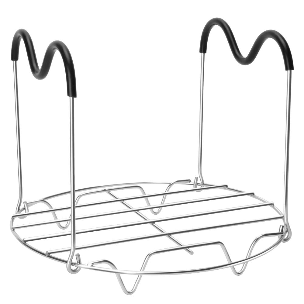 Stainless Steel Steamer Rack Trivet with Heat-Resistant Silicone Handles for Instant Pot 6 Qt & 8 Qt - Compatible with Pressure Cookers - Easy Chicken & Pot Removal - Perfect for Meal Prep, Cooking Vegetables & Canning Jars