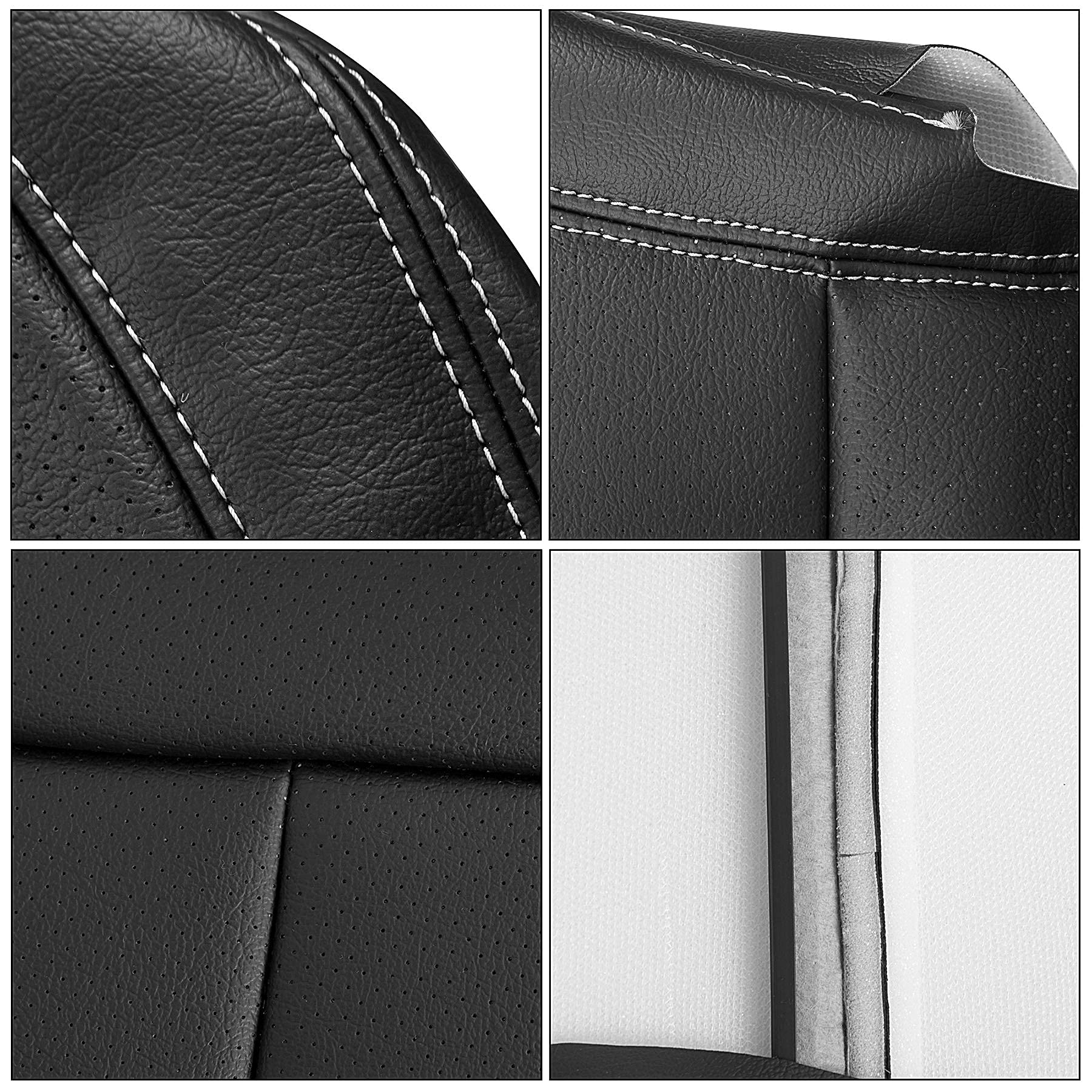 HECASA Full Set Artificial Leather Seat Covers for 2014-2018 Chevrolet Silverado LT Double Cab - Front & Back Seat Protectors | Durable, Custom Fit Car Accessories for Enhanced Comfort & Style