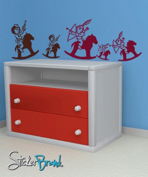 Cowboys and Indians Vinyl Wall Decal Sticker - Western Theme Home Decor for Living Room, Bedroom & Nursery - #GFoster136