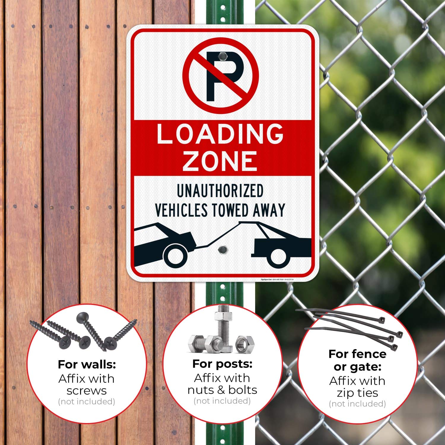 No Parking Sign - 18x24 Inches, 3M EGP Reflective Aluminum, Fade Resistant - Loading Zone & Restricted Area Signs for Indoor/Outdoor Use - Easy Mounting, Made in USA - Perfect for Warehouses, Parking Lots & Construction Sites