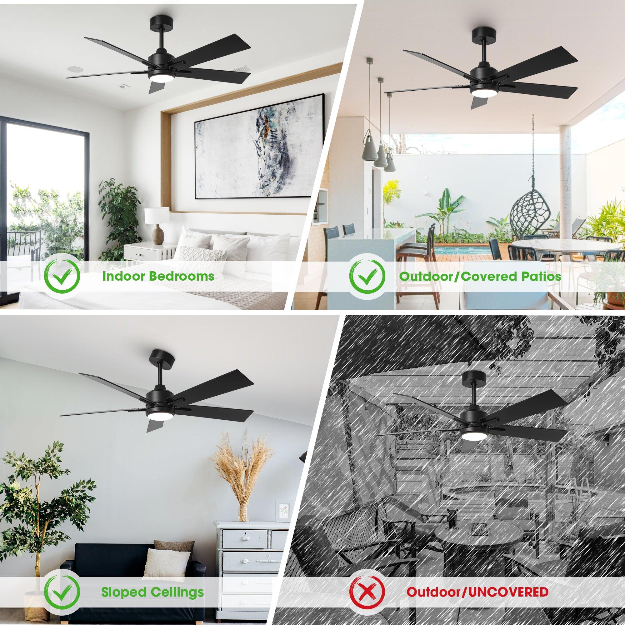48 DC Motor 5-Blade Modern Ceiling Fan with Downrod Mount - Perfect for Living Room, Bedroom, and Office Cooling