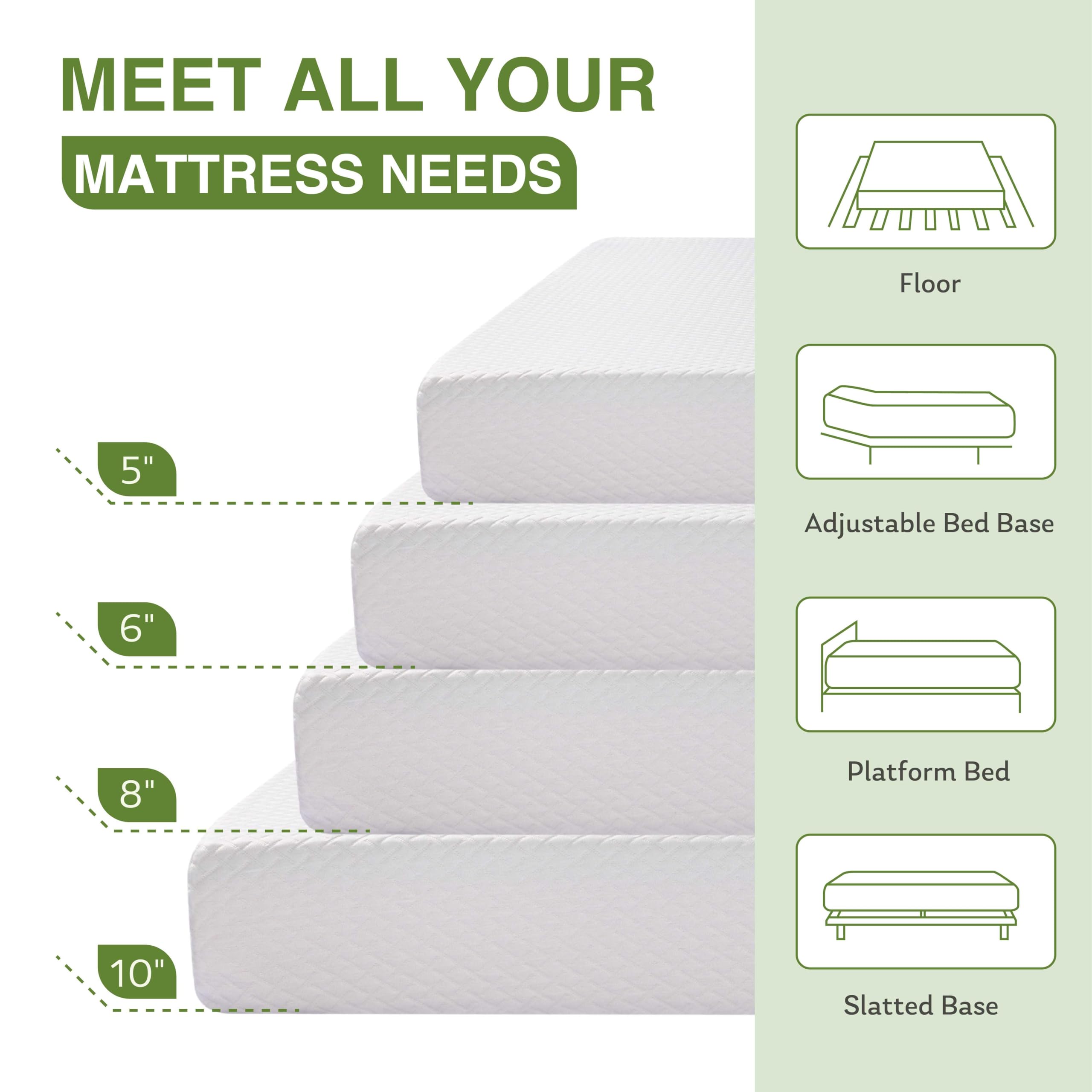 8 Inch Full Size Memory Foam Mattress in a Box - Cooling Green Tea Gel Infused, Medium Firm Support for Pressure Relief, CertiPUR-US Certified (75''L x 54''W, 37.3 lbs) - Perfect for Guest Rooms, Dormitories & Small Apartments