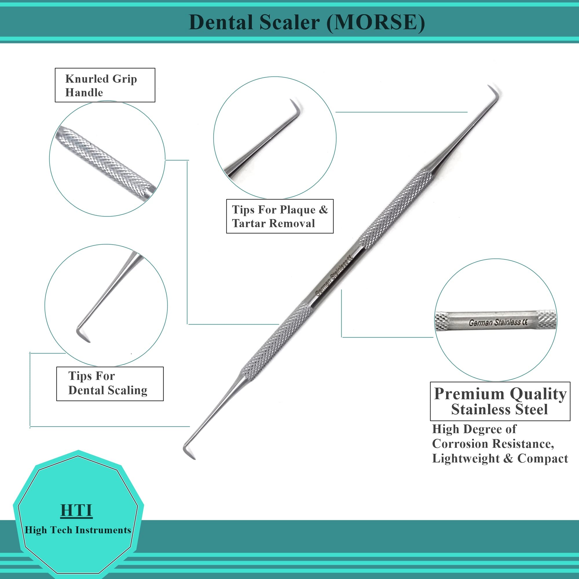 Professional Dental Sickle Scalers Set - 6 Stainless Steel Double-Ended Teeth Cleaning Tools for Calculus, Plaque & Tartar Removal - Ergonomic Knurled Handle for Dentists & Hygienists - Perfect for Dental Clinics, Home Oral Care & Professional Teeth Cleaning Kits
