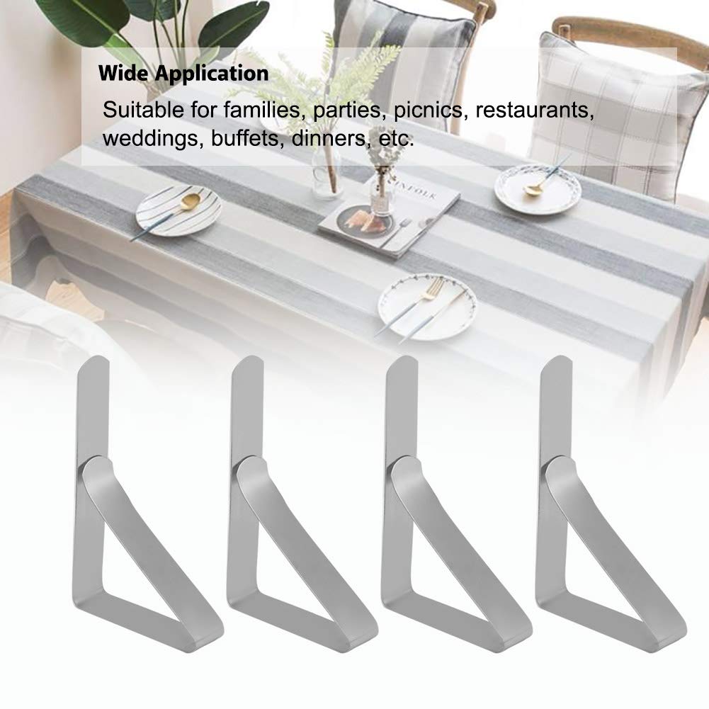 Jerliflyer 4-Pack Stainless Steel Tablecloth Clips - Heavy Duty Non-Slip Table Cloth Clamps for Outdoor Picnics, BBQs, and Party Decorations