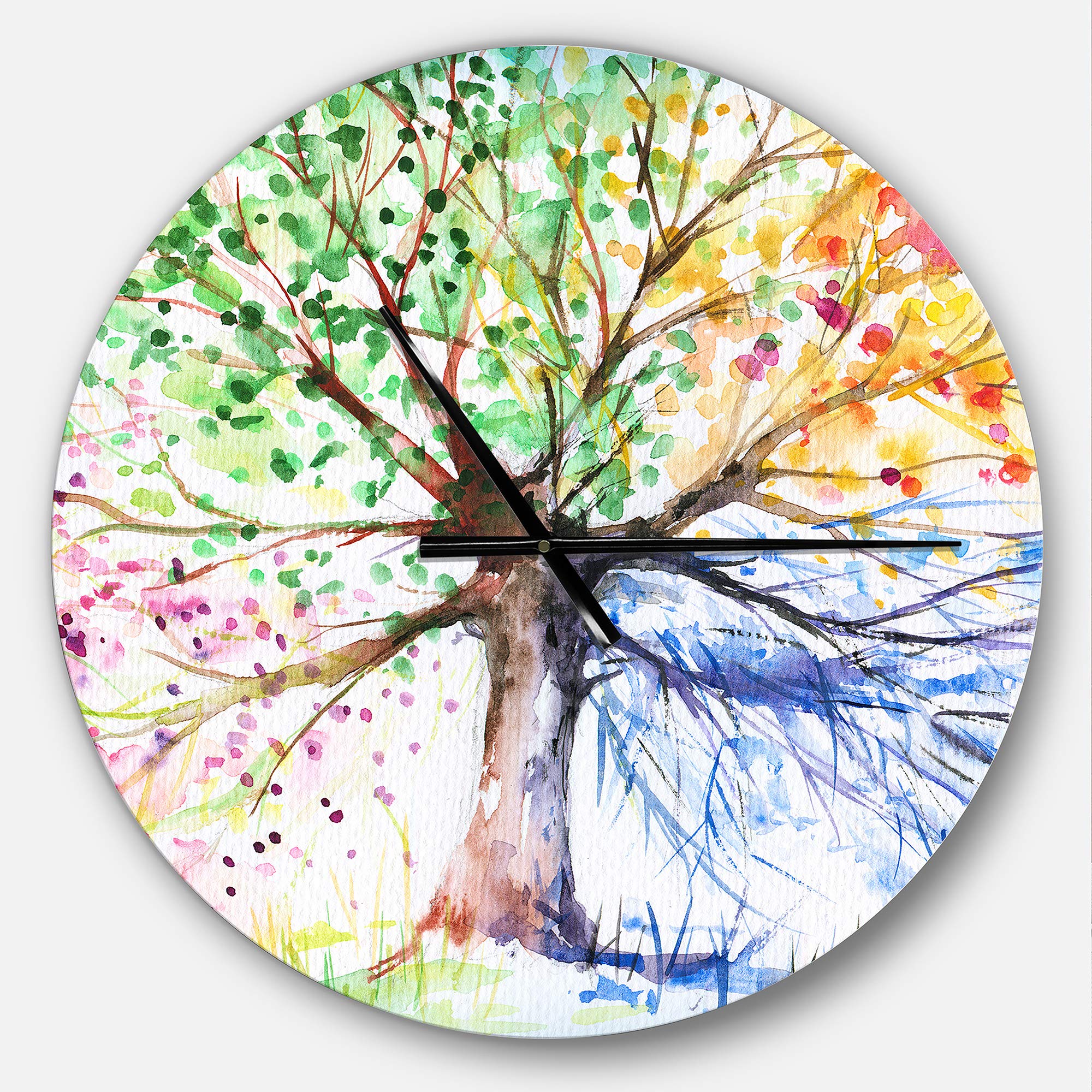Designart 'Vintage Feather Newspaper' Large 3-Panel Wall Clock - Perfect for Farmhouse, Cottage & Boho Home Decor