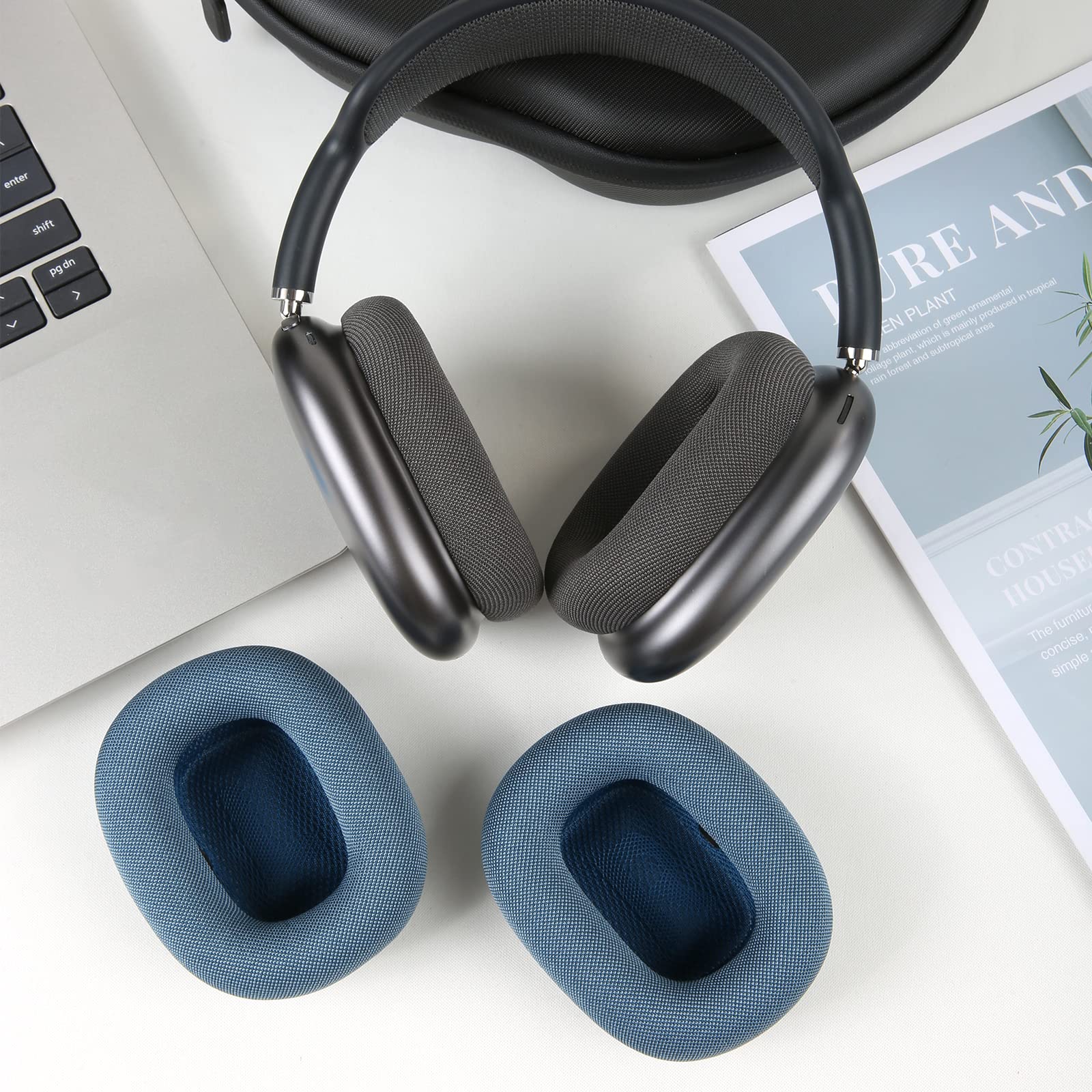 Premium Replacement Ear Cushions for AirPods Max - Sweat-Proof Mesh Fabric with Strong Magnets (Black) - Perfect for Workouts, Travel & Noise Isolation