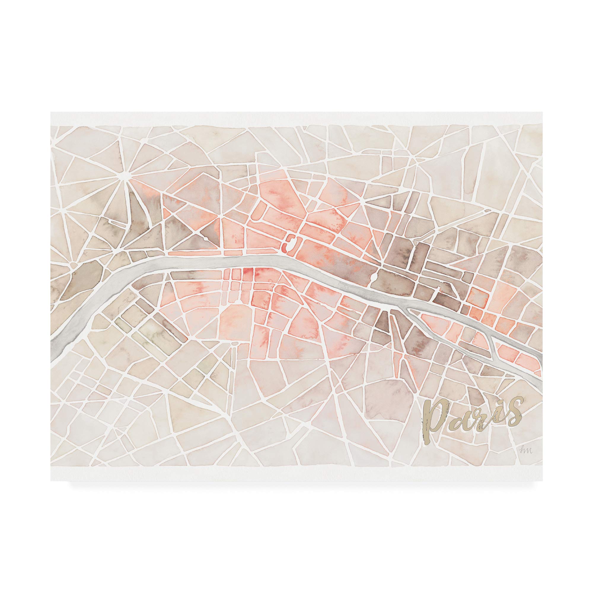 Laura Marshall Watercolor Wanderlust Paris Blush Crop Art Print - 14x19 Inch Wall Decor for Home, Office & Gift Giving | Trademark Fine Art