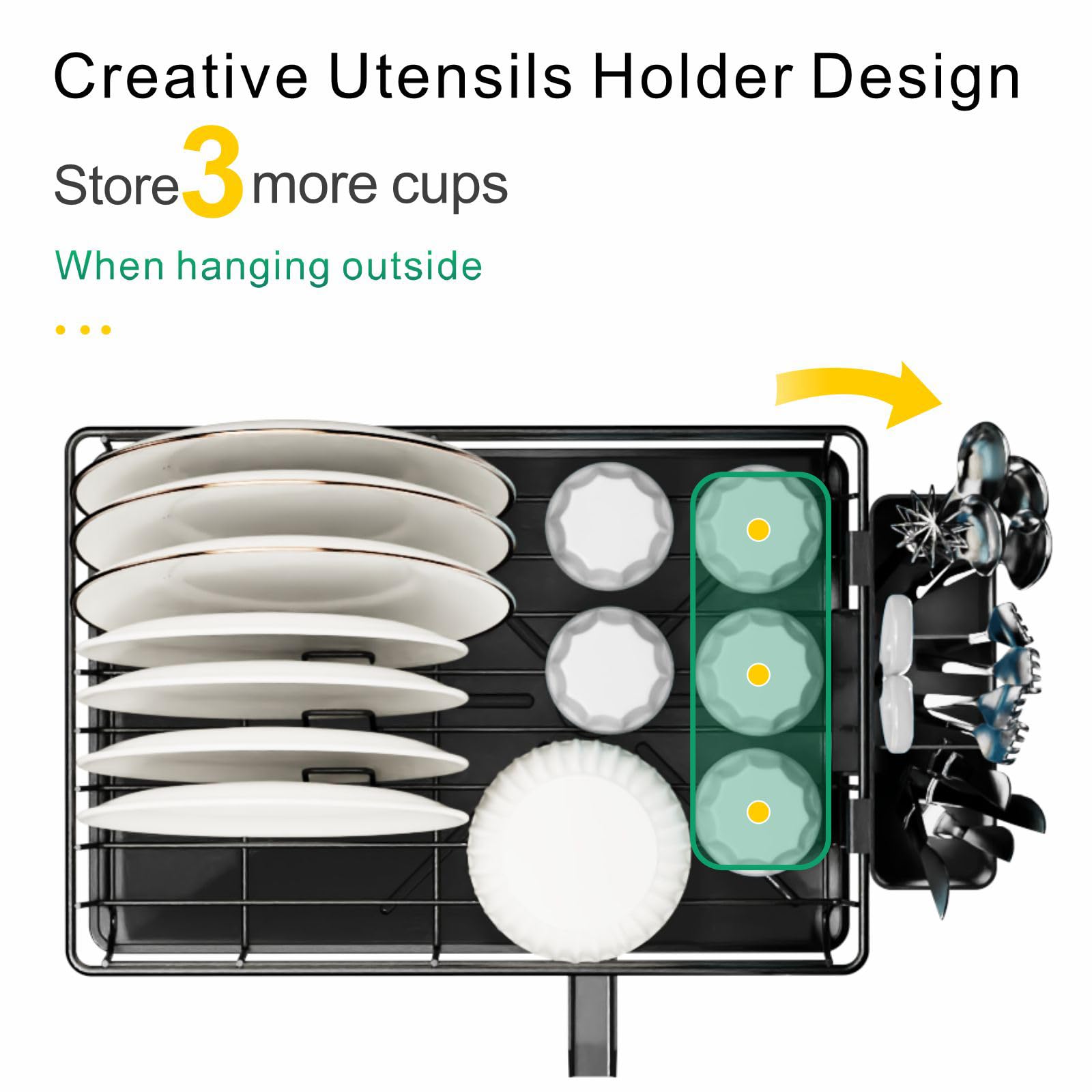 GSlife Compact Dish Drying Rack for Small Kitchens & RVs - Space-Saving Sink Drainer with Drainboard, Utensil Holder & Dish Organizer (15