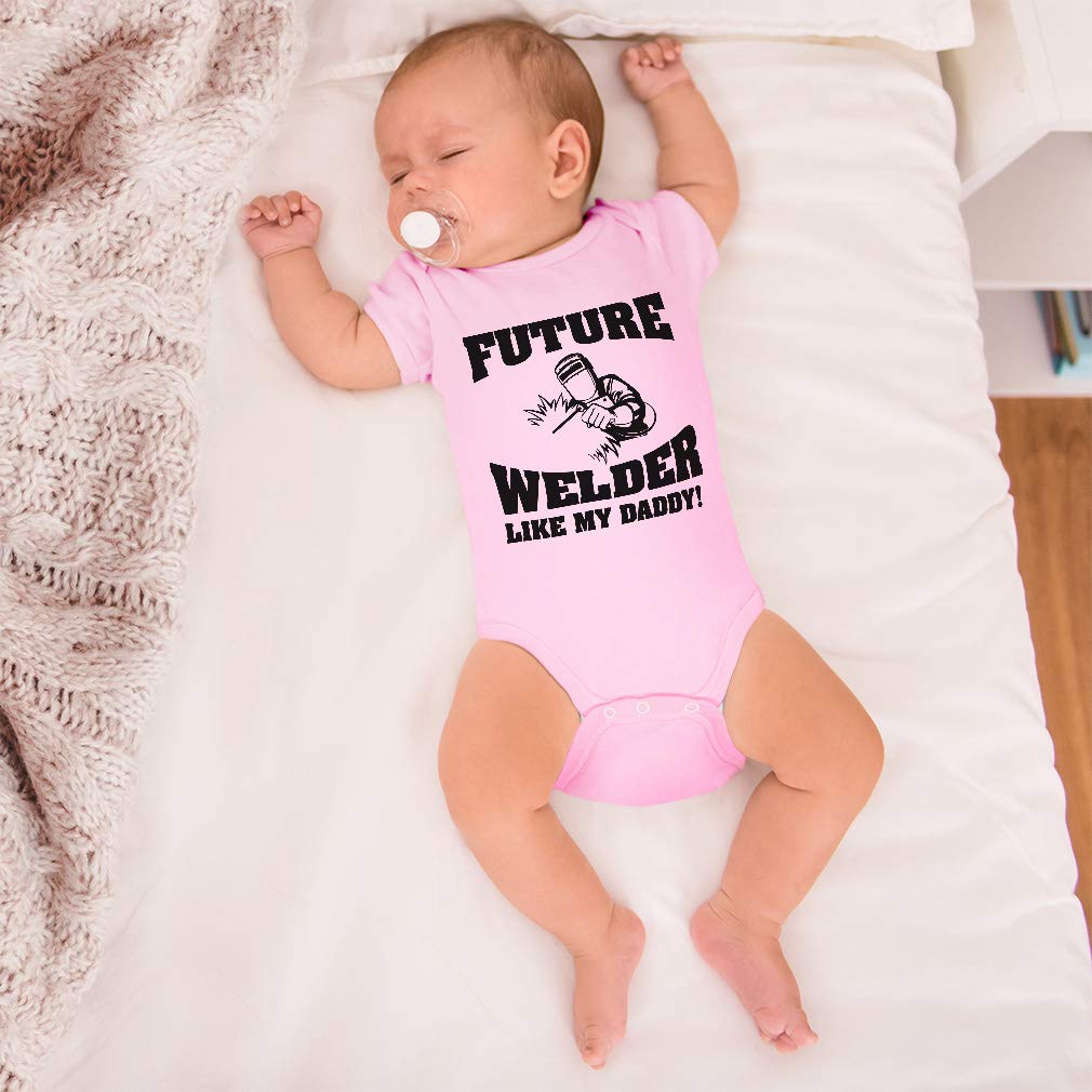 Funny Baby Bodysuit - Future Welder Like My Daddy - Cotton Oxford Gray Design - Unisex Baby Clothes for Boys & Girls (0-6 Months) - Perfect for Family Photos & Playtime