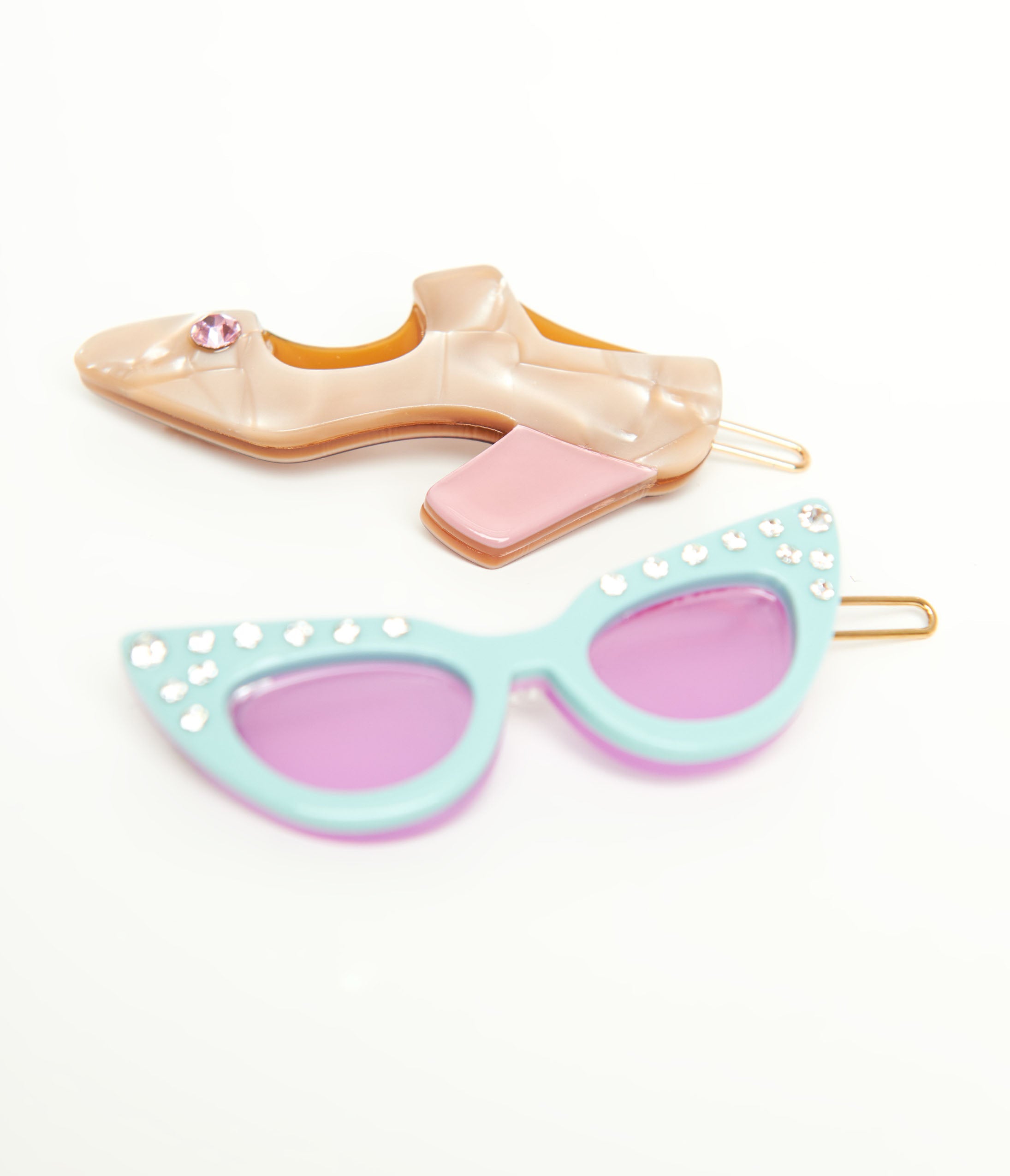 Vintage 1950s Retro Cat Eye Sunglasses & Heel Hair Pin Set - Perfect for Pinup Costumes, Rockabilly Fashion, and 50s Themed Parties