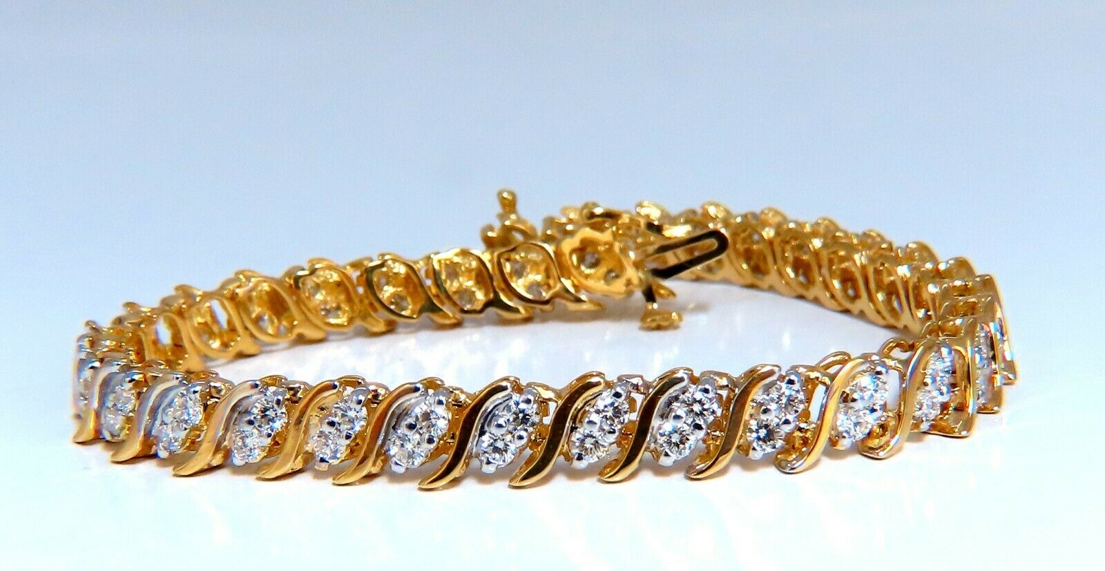 3.00 Carat Natural Diamond S-Link Tennis Bracelet in 14K Gold - Perfect for Weddings, Anniversaries & Special Occasions