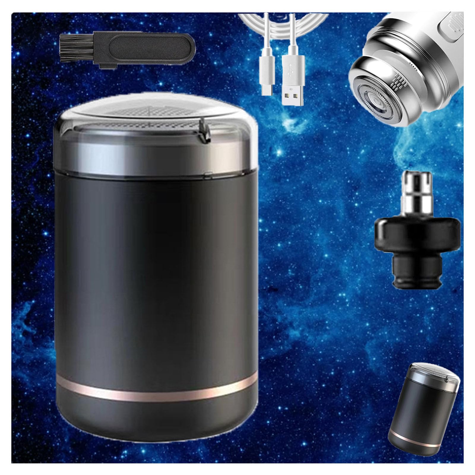 Portable 2-in-1 Capsule Shaver & Nose Hair Trimmer - Mini Travel Electric Shaver for Men, Rechargeable & Washable, Black - Perfect for Travel, Gym & Daily Grooming
