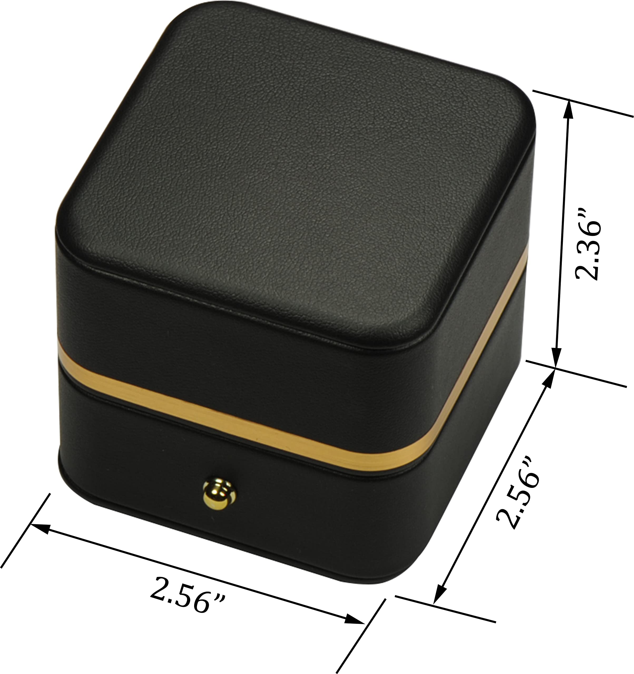 Luxury Black PU Leather Ring Box with Gold Trim - Elegant Engagement & Wedding Proposal Jewelry Gift Holder for Men & Women - Perfect for Proposals, Anniversaries, and Special Occasions