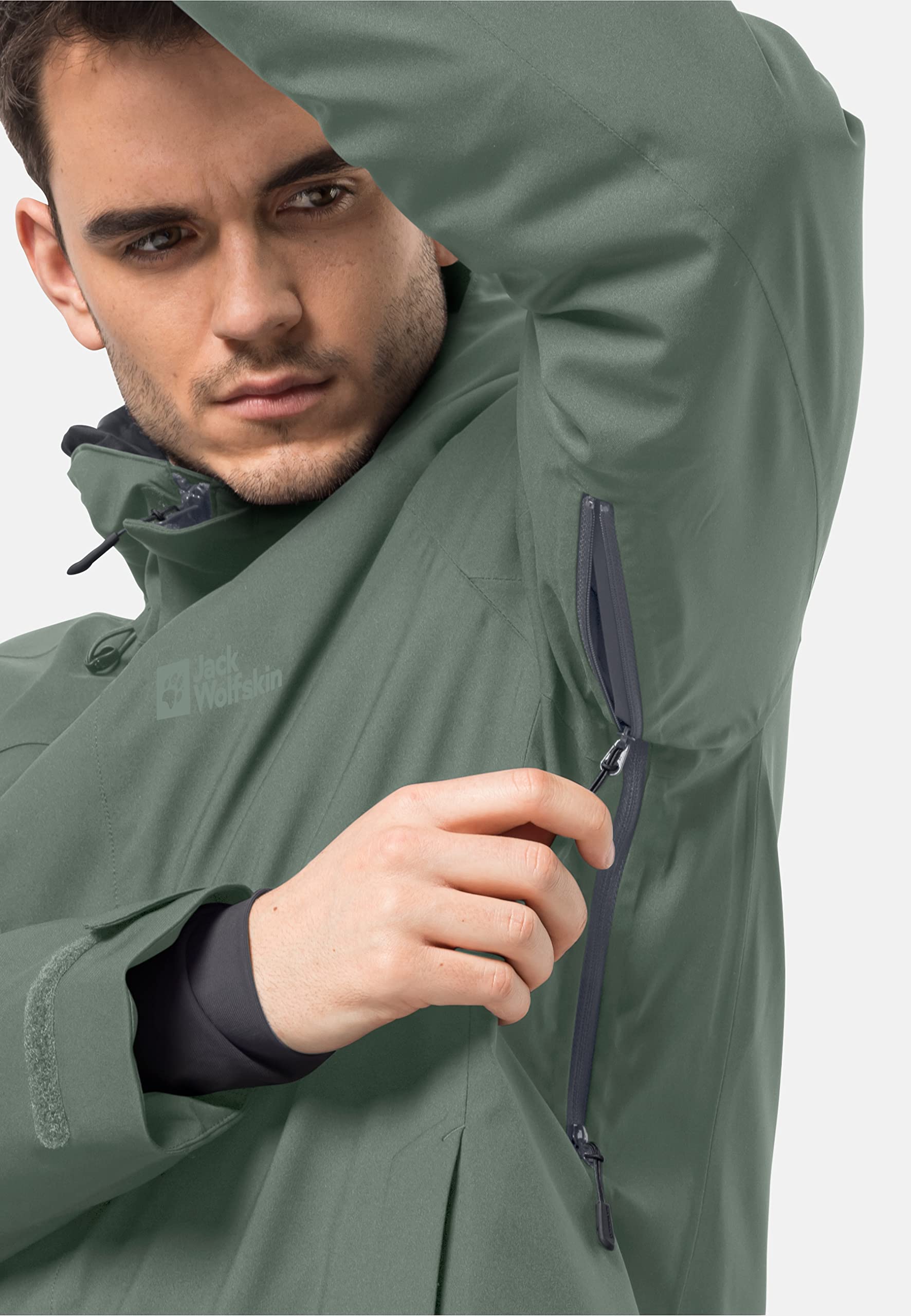 Jack Wolfskin Men's Troposphere Waterproof Hiking Jacket - Lightweight Windproof Outdoor Shell for Camping & Mountain Climbing