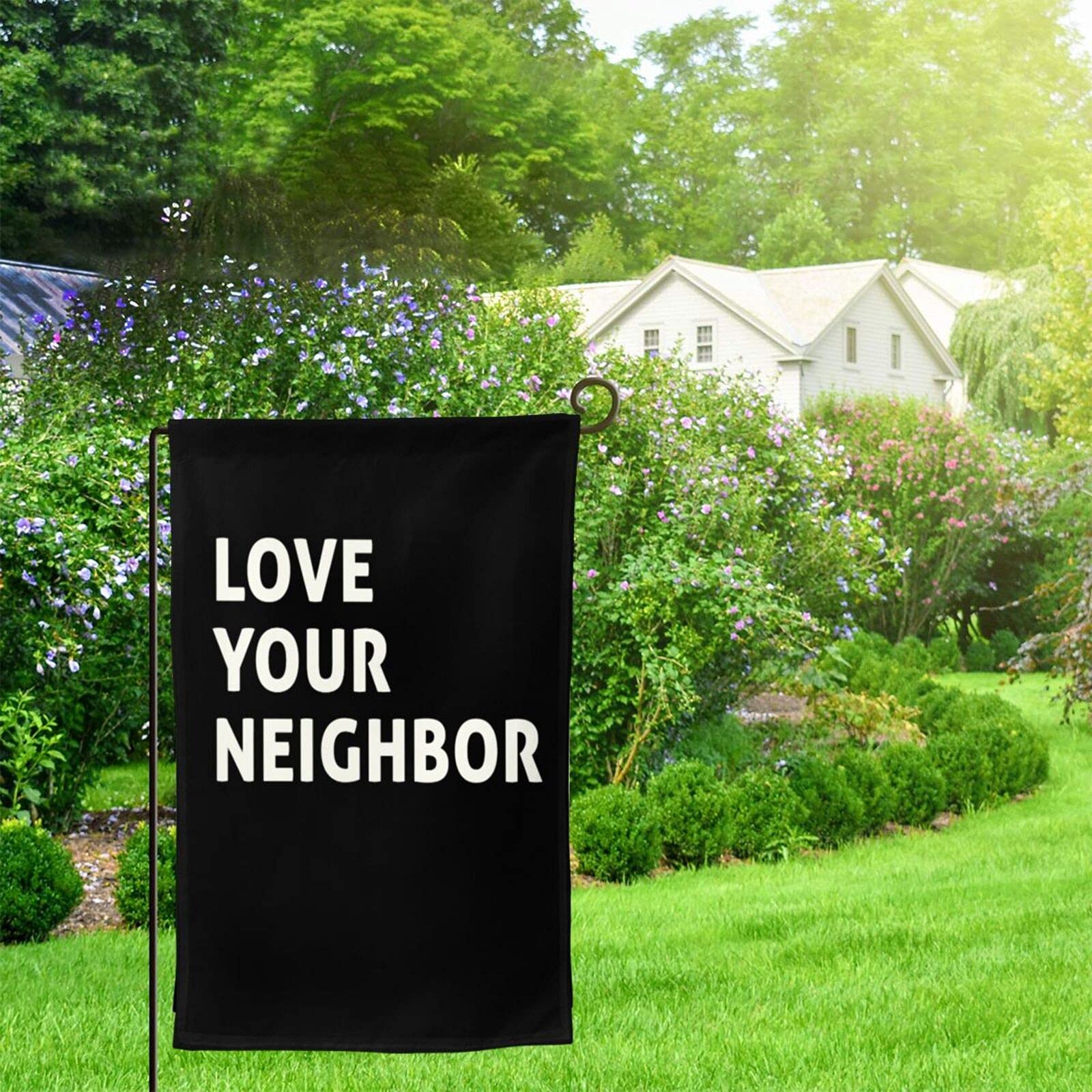 Double Sided Love Your Neighbor Garden Flag - Outdoor Indoor Home Yard Decor for Front Porch, Patio & Spring Summer Seasonal Decorations