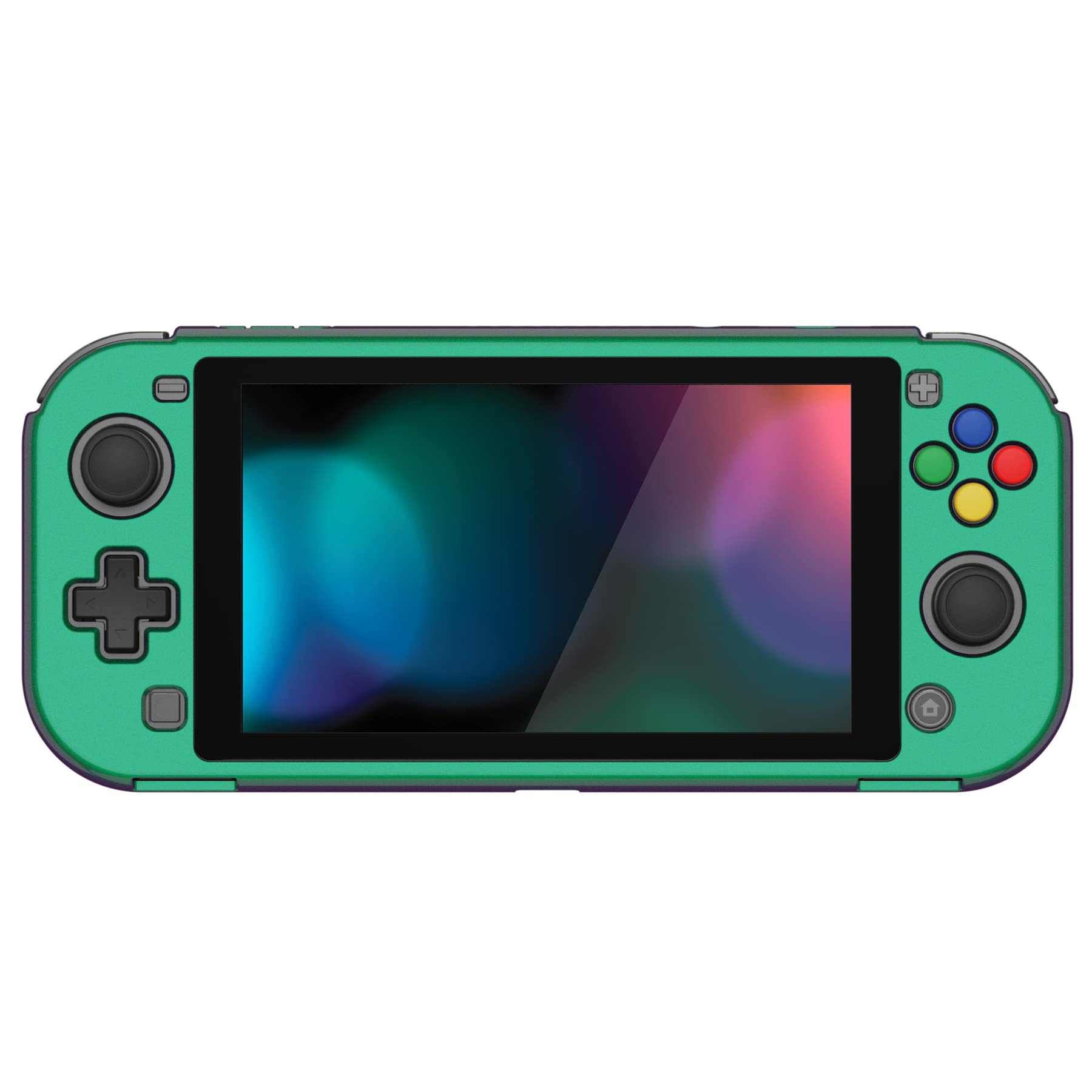 eXtremeRate PlayVital Glossy Chameleon Green Purple Protective Case Cover for Nintendo Switch Lite - Hard Shell Shield with Tempered Glass Screen Protector | Travel, Gaming, Home Entertainment Protection