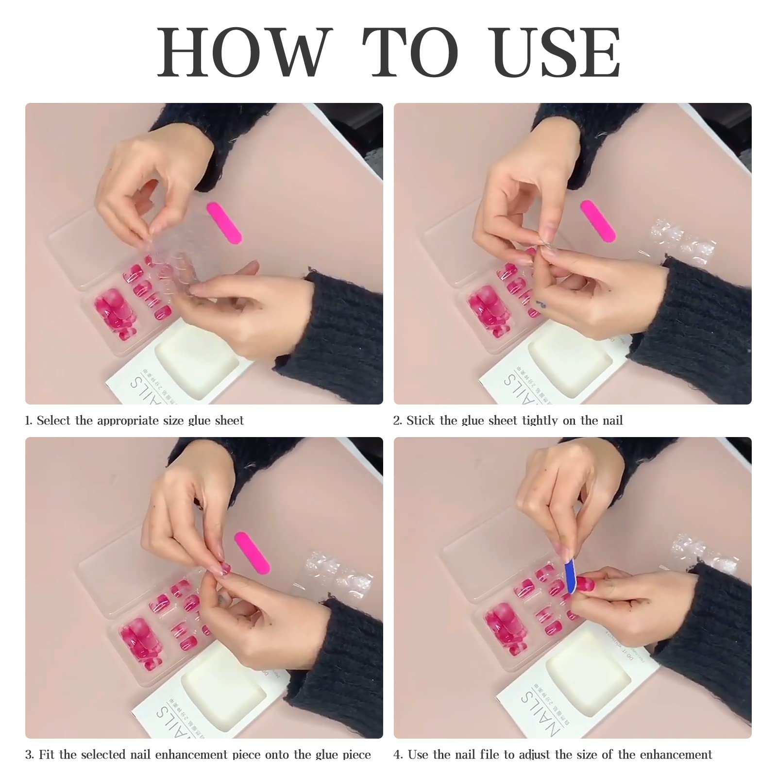 24pcs Medium Square False Nails - Pink Silver Glitter Press on Nails, Full Cover Stick on Nail Tips for Women | Perfect for Parties, Weddings & Daily Nail Art Accessories