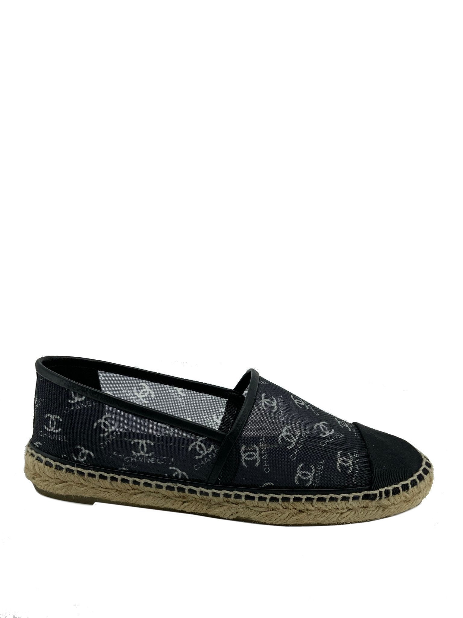 Chanel Mesh Grosgrain CC Espadrille Flats - Women's Size 9 US | Comfortable & Stylish Summer Shoes for Casual Outings & Beach Vacations