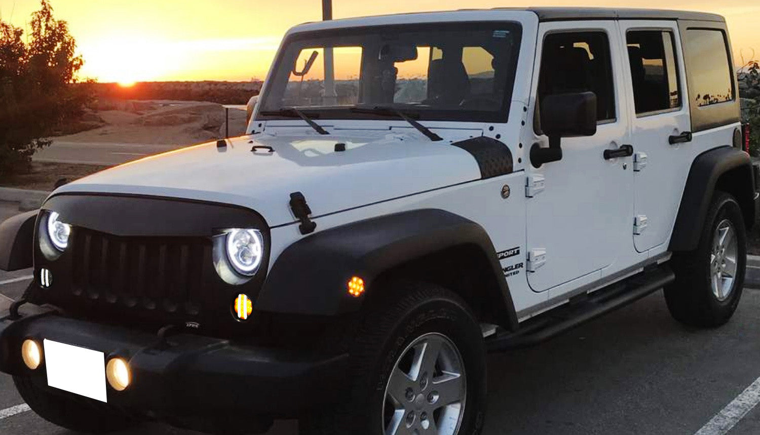 Jeep Wrangler JK Clear Lens LED DRL Turn Signal with LED Sidemarker Combo Kit - Upgrade Headlights for Off-Road Driving & Nighttime Safety