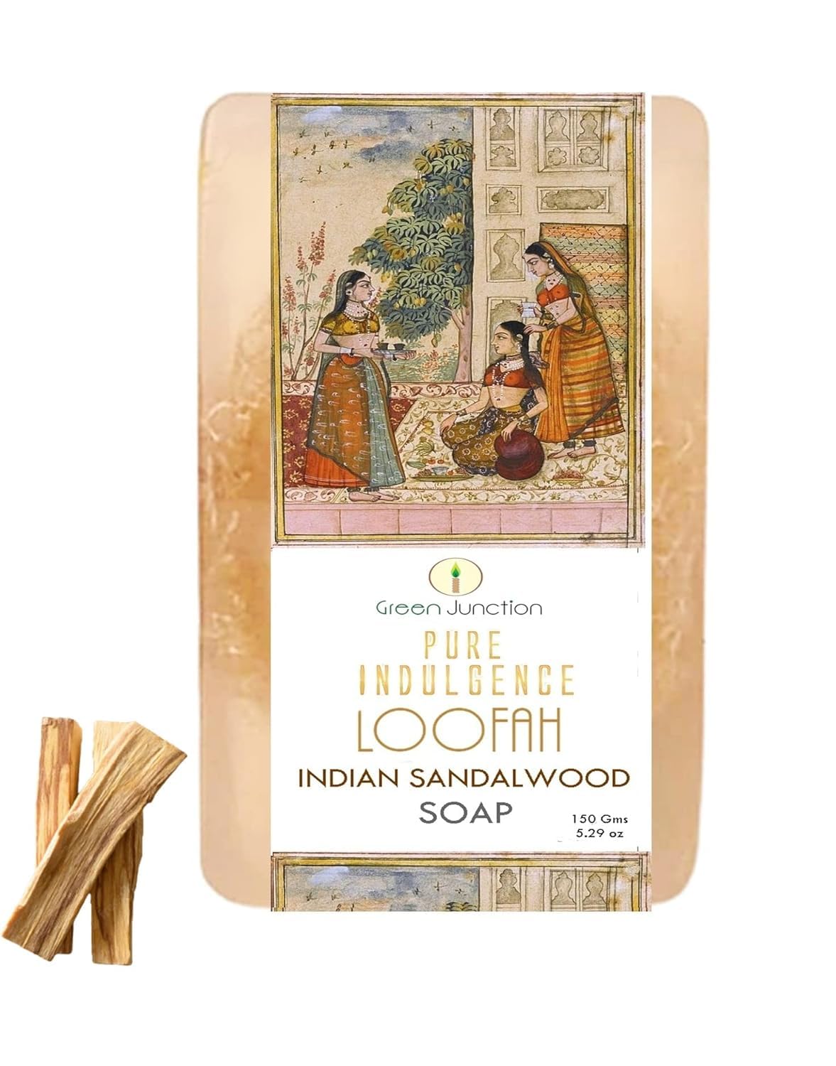 Premium Big Solid Soap Bar Cleanser with Loofah - Indian Sandalwood Scent for Deep Exfoliation & Moisturizing | Perfect for Shower, Bath & Spa Relaxation