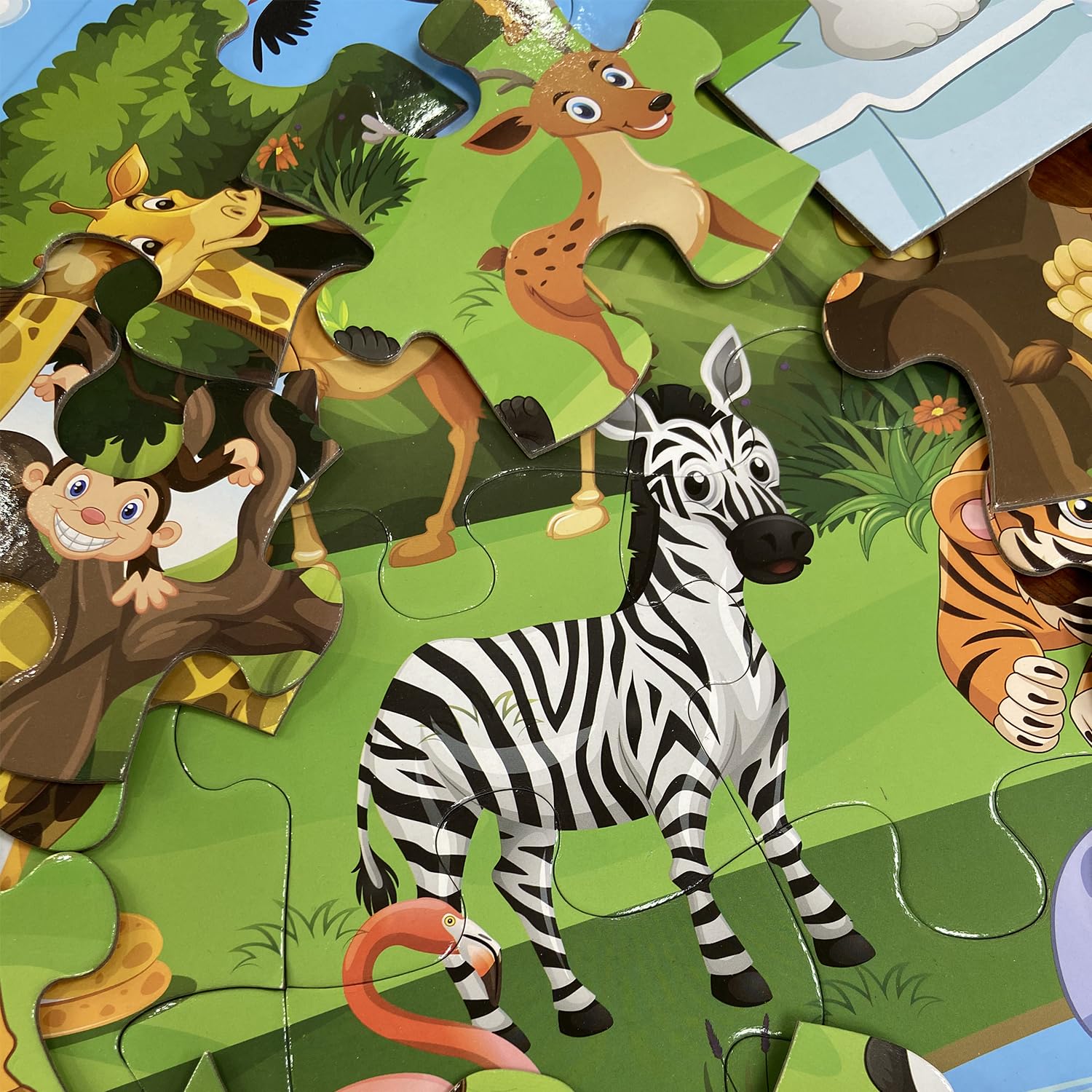 Jumbo Floor Puzzle for Kids Ages 3-8 - 35 Piece Large Jigsaw Puzzle with Grassland Animals - Preschool Learning & Educational Toys for Boys and Girls - Perfect Gift for Birthday & Classroom Activities