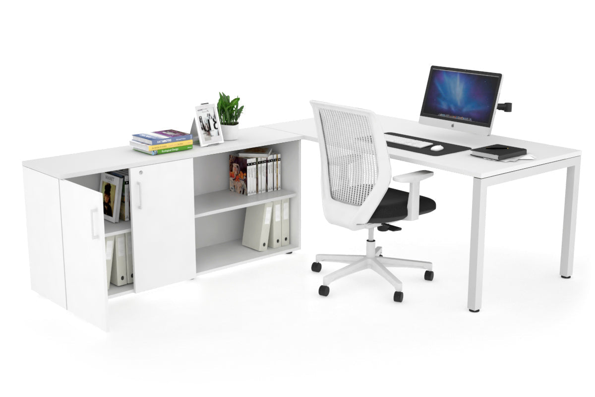 Quadro Square Executive White Frame Office Chair [1600L x 700W] - Premium Ergonomic Seating for Home Office & Conference Rooms
