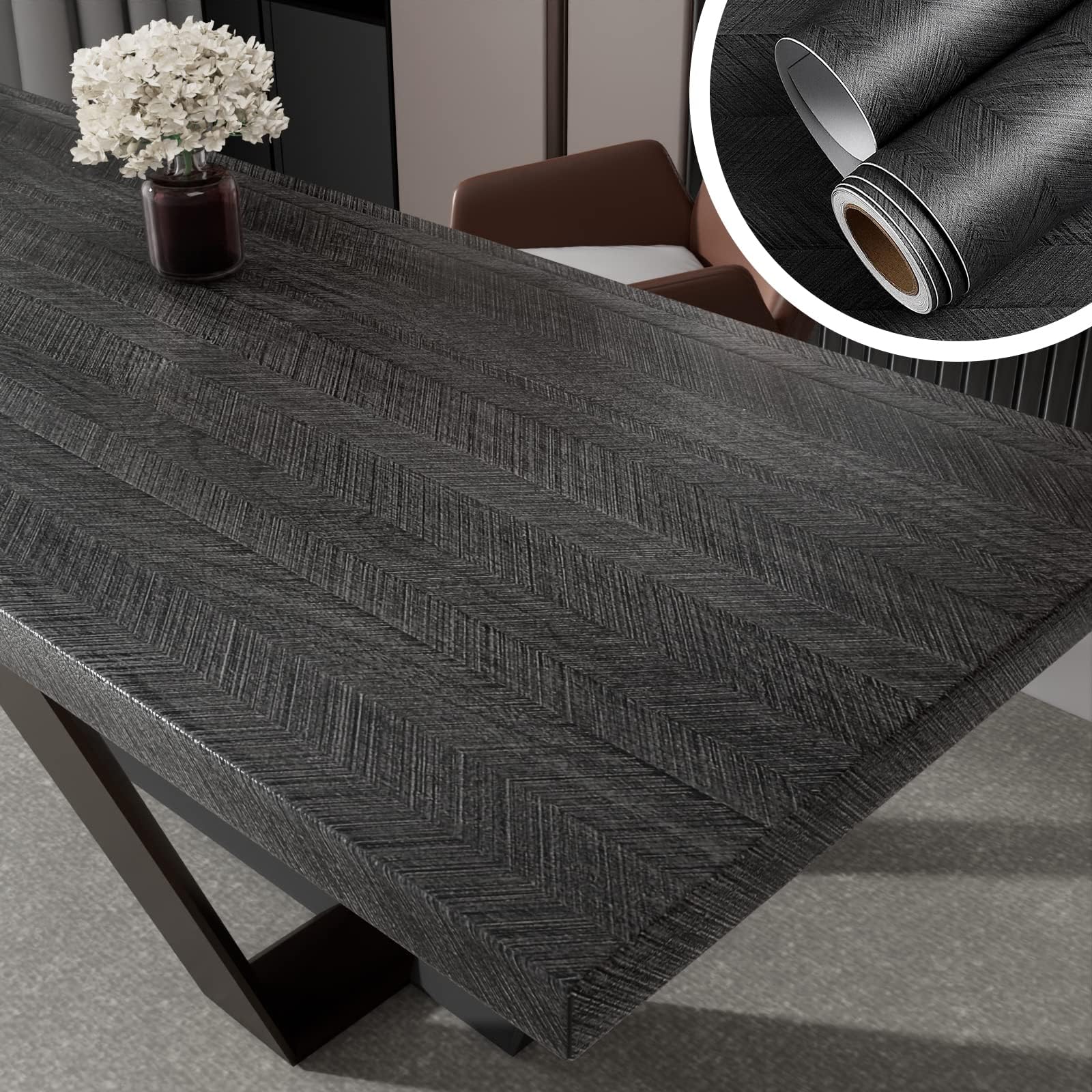 YENHOME Black Wood Contact Paper Peel and Stick 17.7