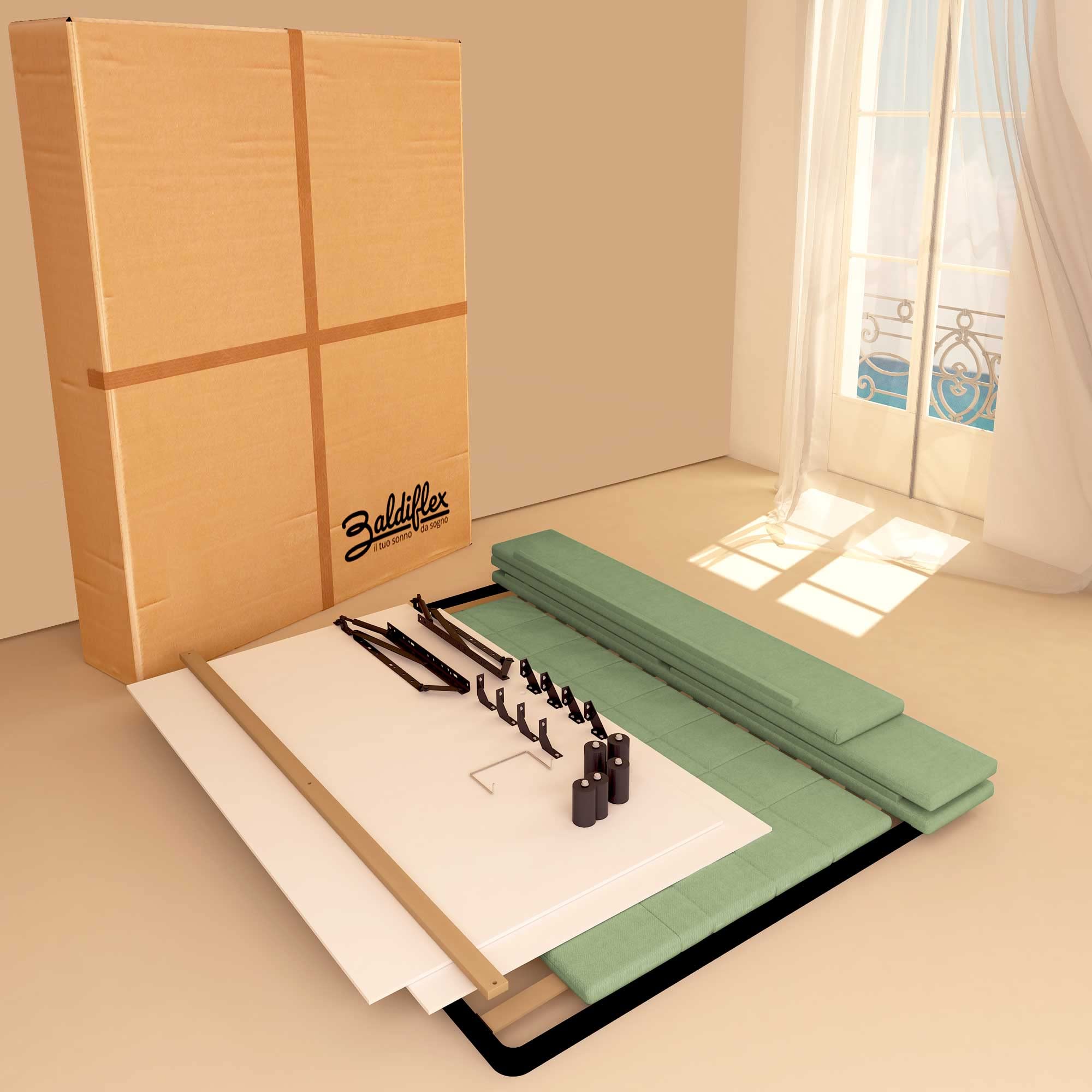 Baldiflex Single Bed with Fabric Storage Drawer, Slatted Bed Frame for Single Mattress, 80 x 200 cm, Elegant Mint Green Headboard - Perfect for Small Bedrooms, Guest Rooms & Studio Apartments