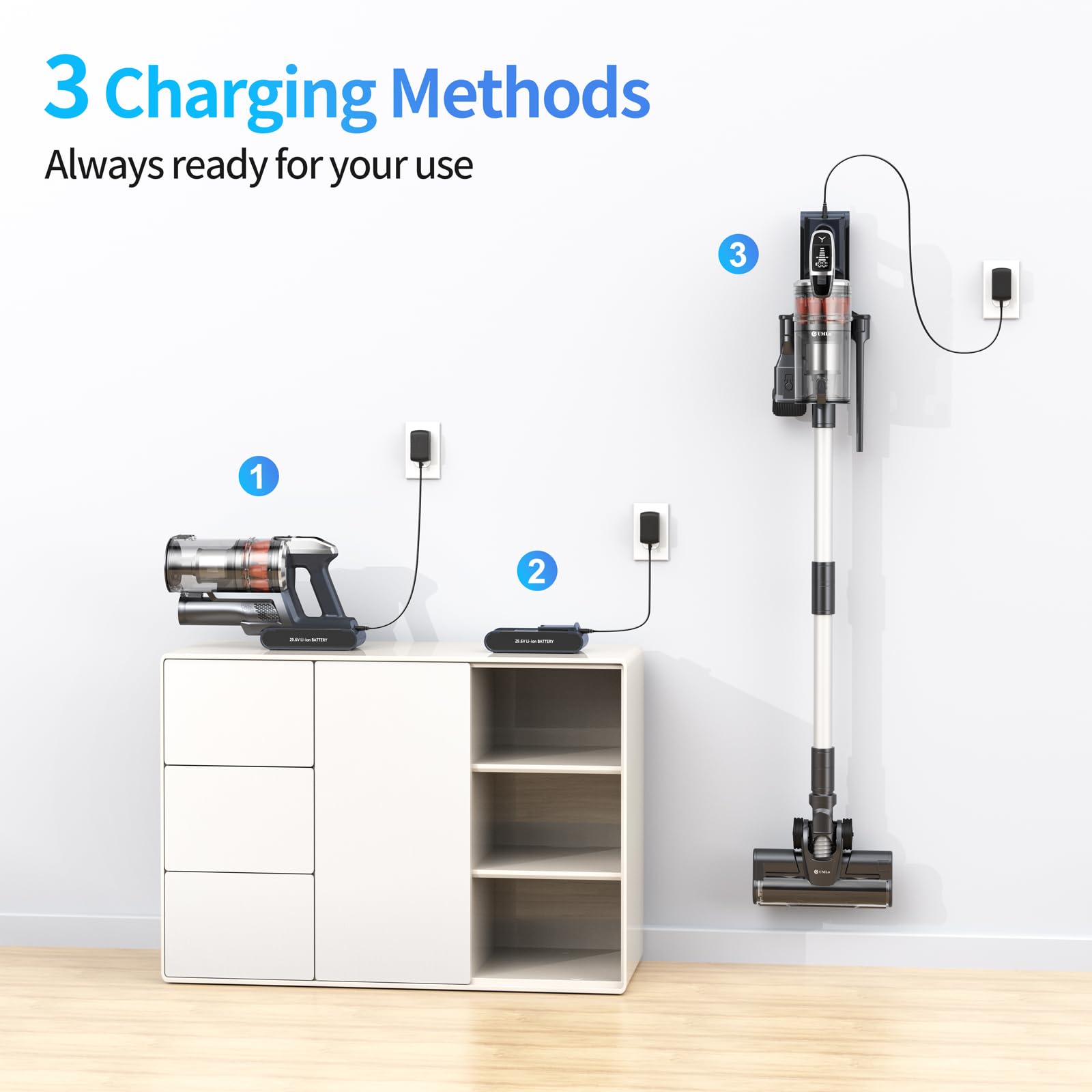 Powerful 8-in-1 Cordless Stick Vacuum Cleaner with Auto Mode, 60 Min Runtime & Anti-Tangle Tech - LED Display Rechargeable Vacuum for Hard Floors, Carpets & Pet Hair - Perfect for Home Cleaning & Pet Owners