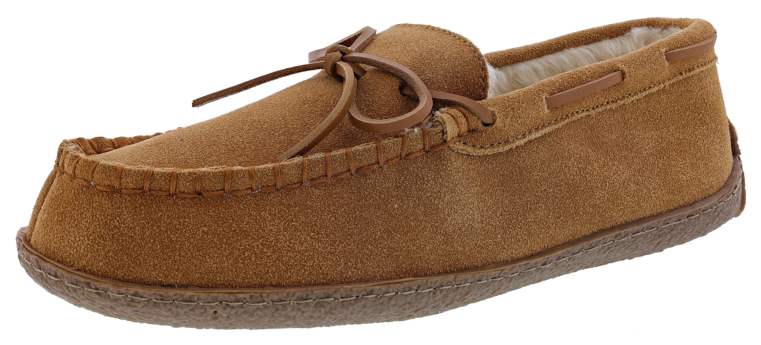 Clarks Men's Augusta Indoor Outdoor Faux Fur Slippers - Comfortable House Shoes for Men, Warm Winter Slippers with Non-Slip Sole (Size 9 M US, Cinnamon Cow Suede) - Perfect for Home, Office & Travel Use